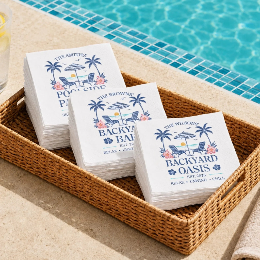 Custom Cocktail Napkins - Personalized Party Favor Gifts For Guests, Adults - Sunny Days Together