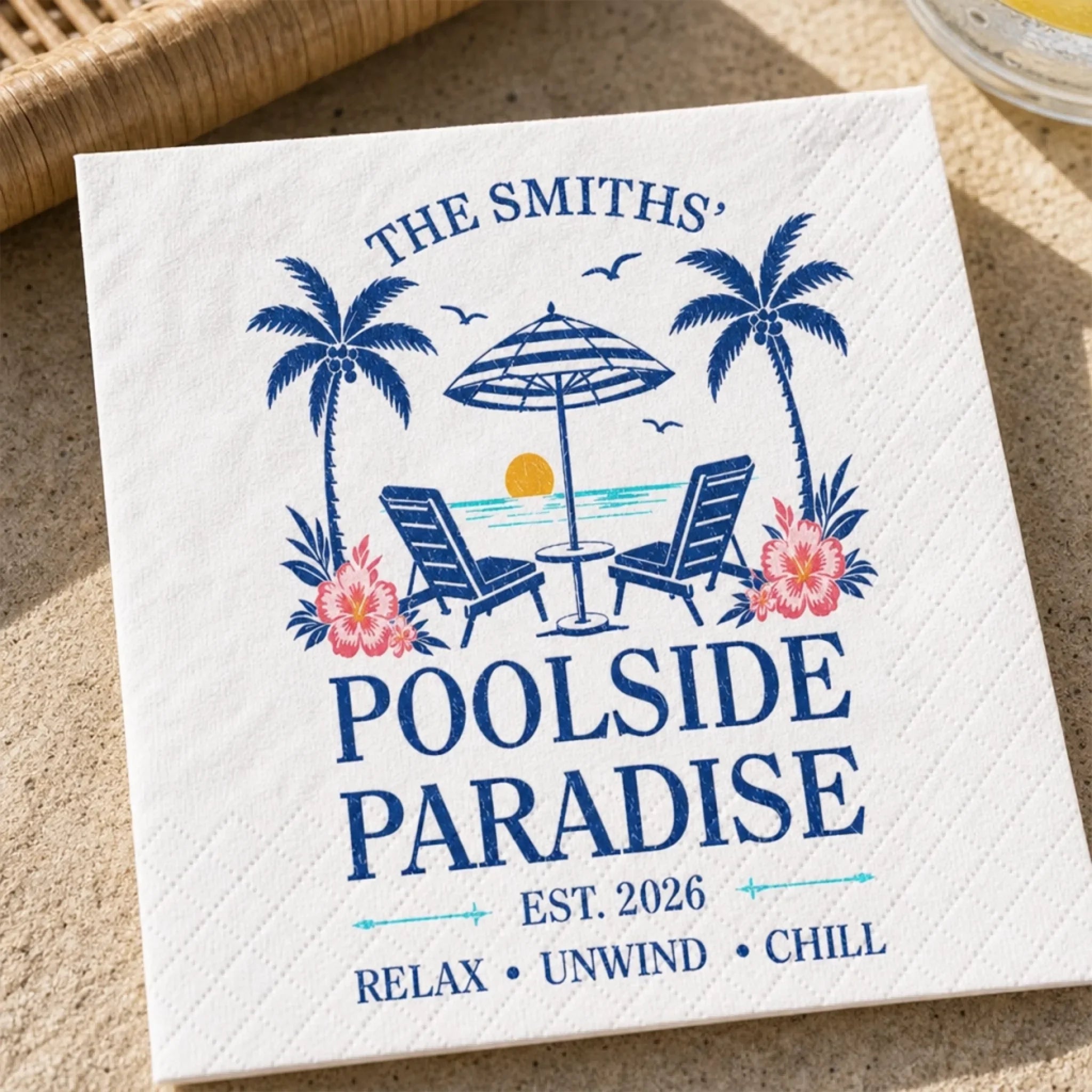 Custom Cocktail Napkins - Personalized Party Favor Gifts For Guests, Adults - Sunny Days Together