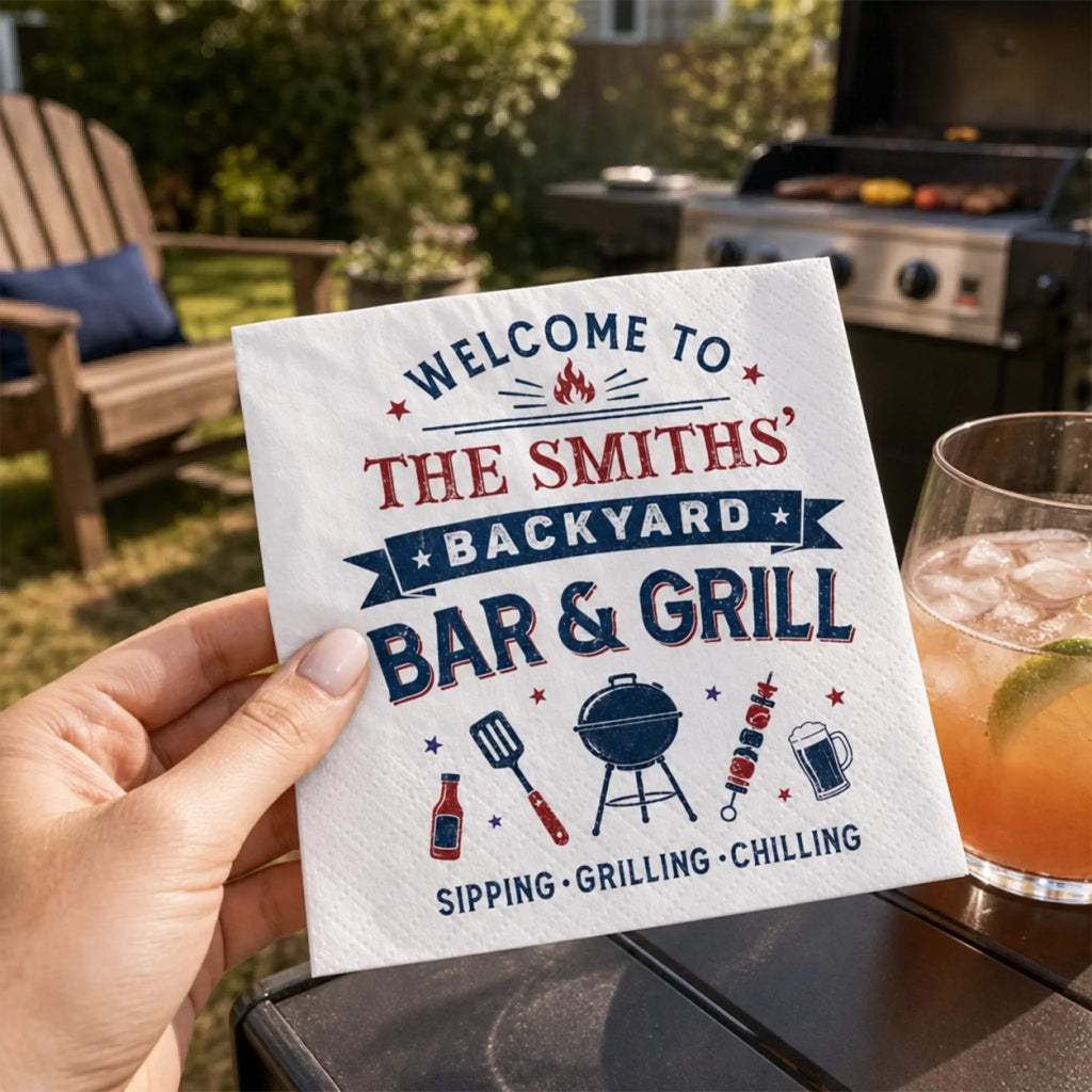 Custom Cocktail Napkins - Personalized Party Favor Gifts For Guests, Adults - Fired Up For Family