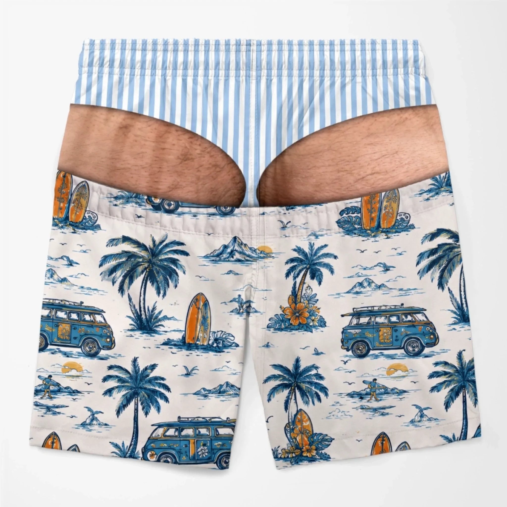 Custom Funny Patriotic Couple Beach Shorts - Personalized Summer Vacation And Travel Gifts For Husband And Wife, Him And Her - Chill Out At Poolside Paradise