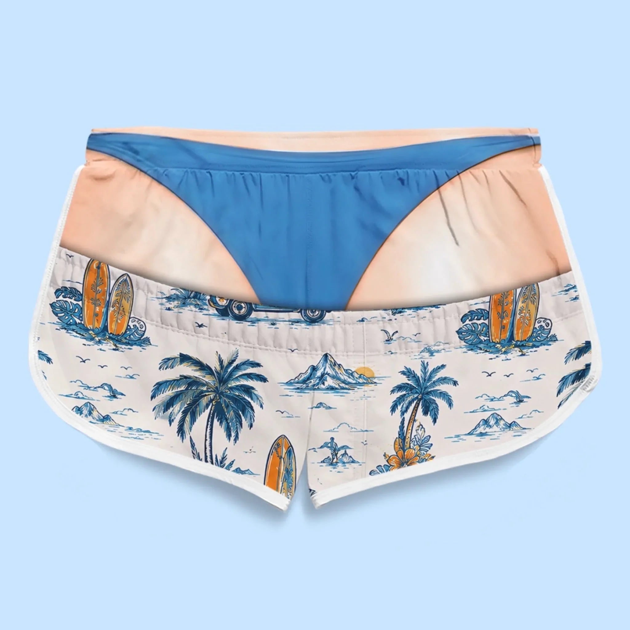 Custom Funny Patriotic Couple Beach Shorts - Personalized Summer Vacation And Travel Gifts For Husband And Wife, Him And Her - Chill Out At Poolside Paradise