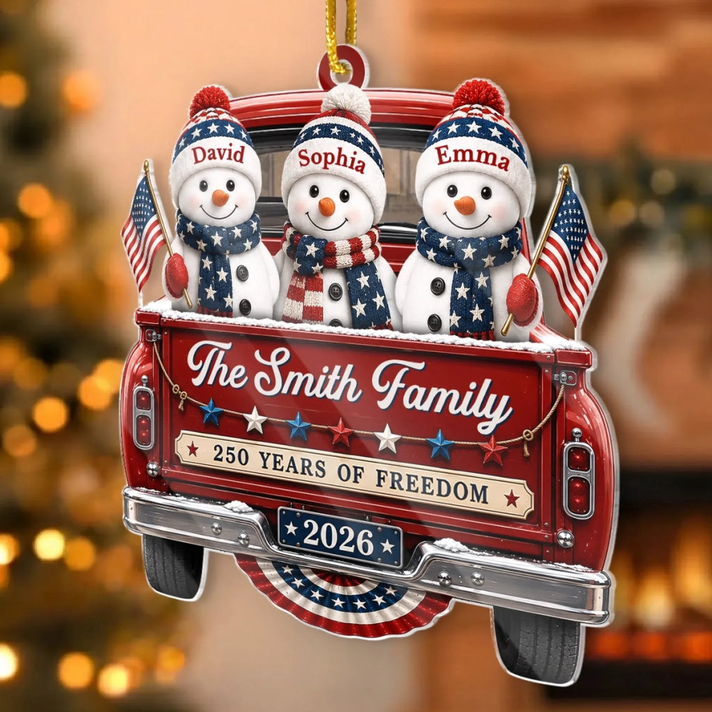 Custom Acrylic Ornament - Personalized America 250th Anniversary Christmas Gifts For Mom, Dad, Brother, Sister - Driven By Love United By Freedom