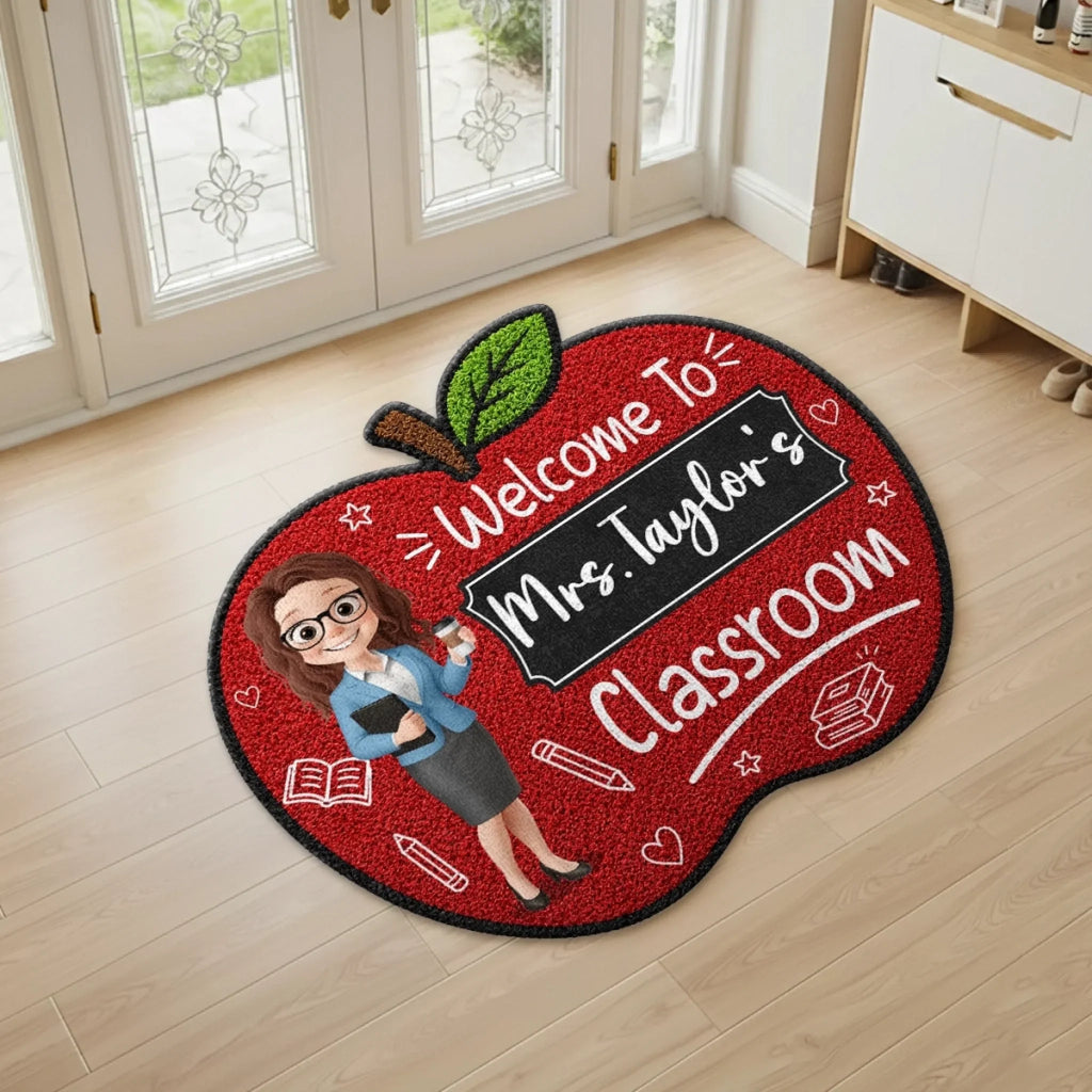 Custom Shaped Doormat - Personalized Teacher Appreciation, Back To School Gifts For Teachers - Teaching With Love