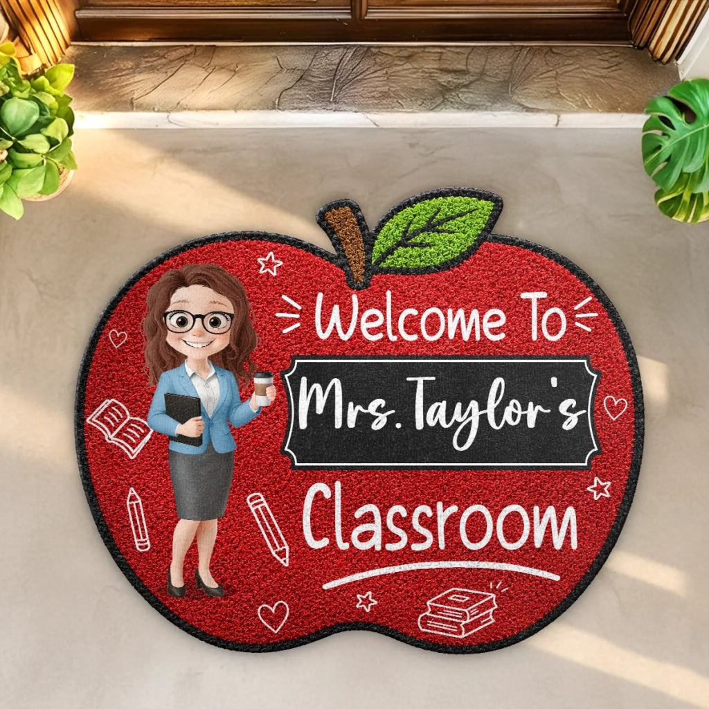 Custom Shaped Doormat - Personalized Teacher Appreciation, Back To School Gifts For Teachers - Teaching With Love