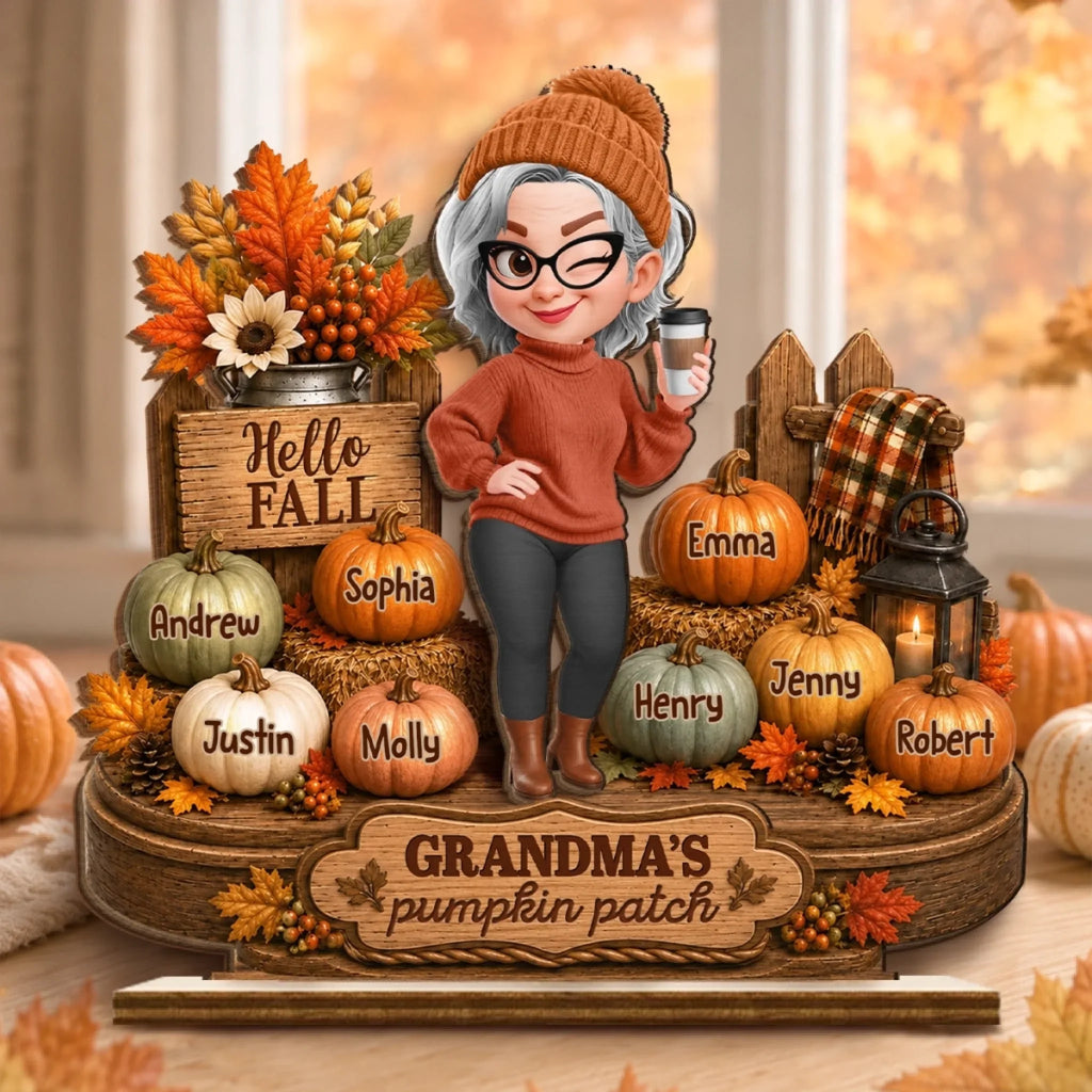 Custom 2-Layered Wooden Plaque - Personalized Mother's Day Gifts For Mom, Grandma - Pumkin Patch