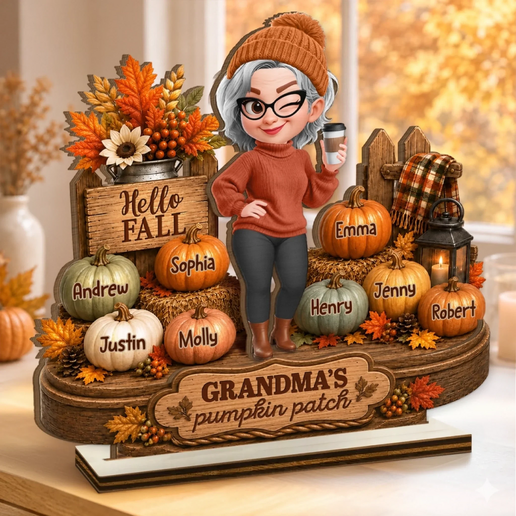 Custom 2-Layered Wooden Plaque - Personalized Mother's Day Gifts For Mom, Grandma - Pumkin Patch