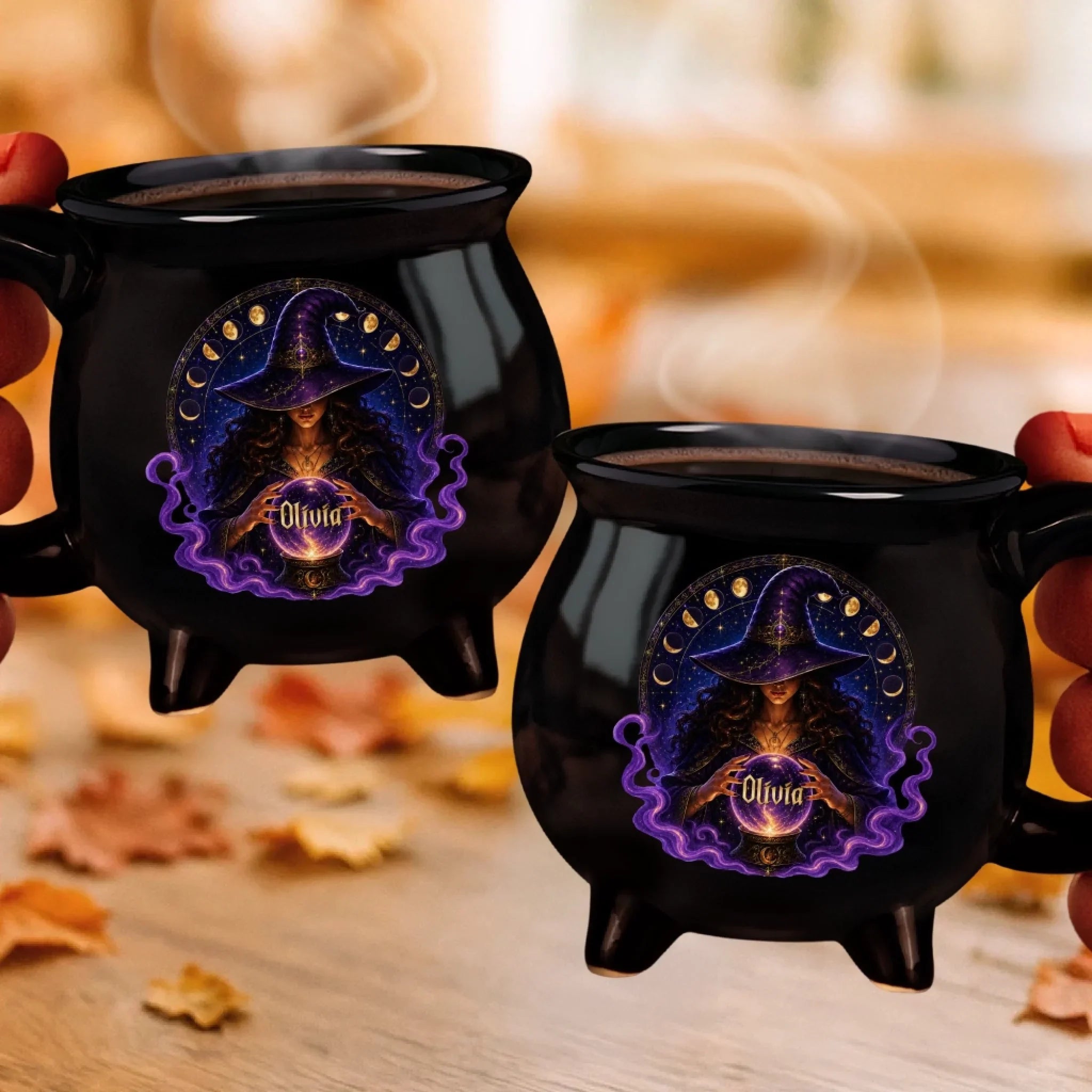Custom Witchy 12oz Ceramic Cauldron Coffee Mug - Personalized Halloween Gifts For Witch, Wife, Daughter, Besties, Sisters, Granddaughter, Grandma, Mom, Yourself - Witch’s Favorite Brew