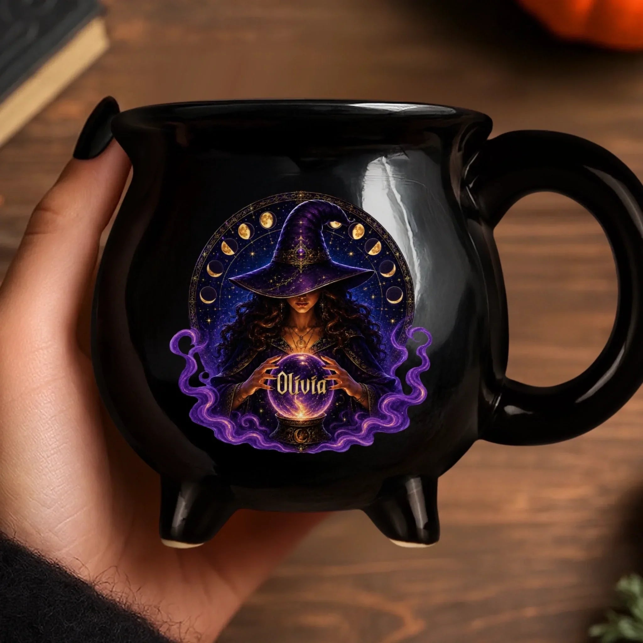 Custom Witchy 12oz Ceramic Cauldron Coffee Mug - Personalized Halloween Gifts For Witch, Wife, Daughter, Besties, Sisters, Granddaughter, Grandma, Mom, Yourself - Witch’s Favorite Brew
