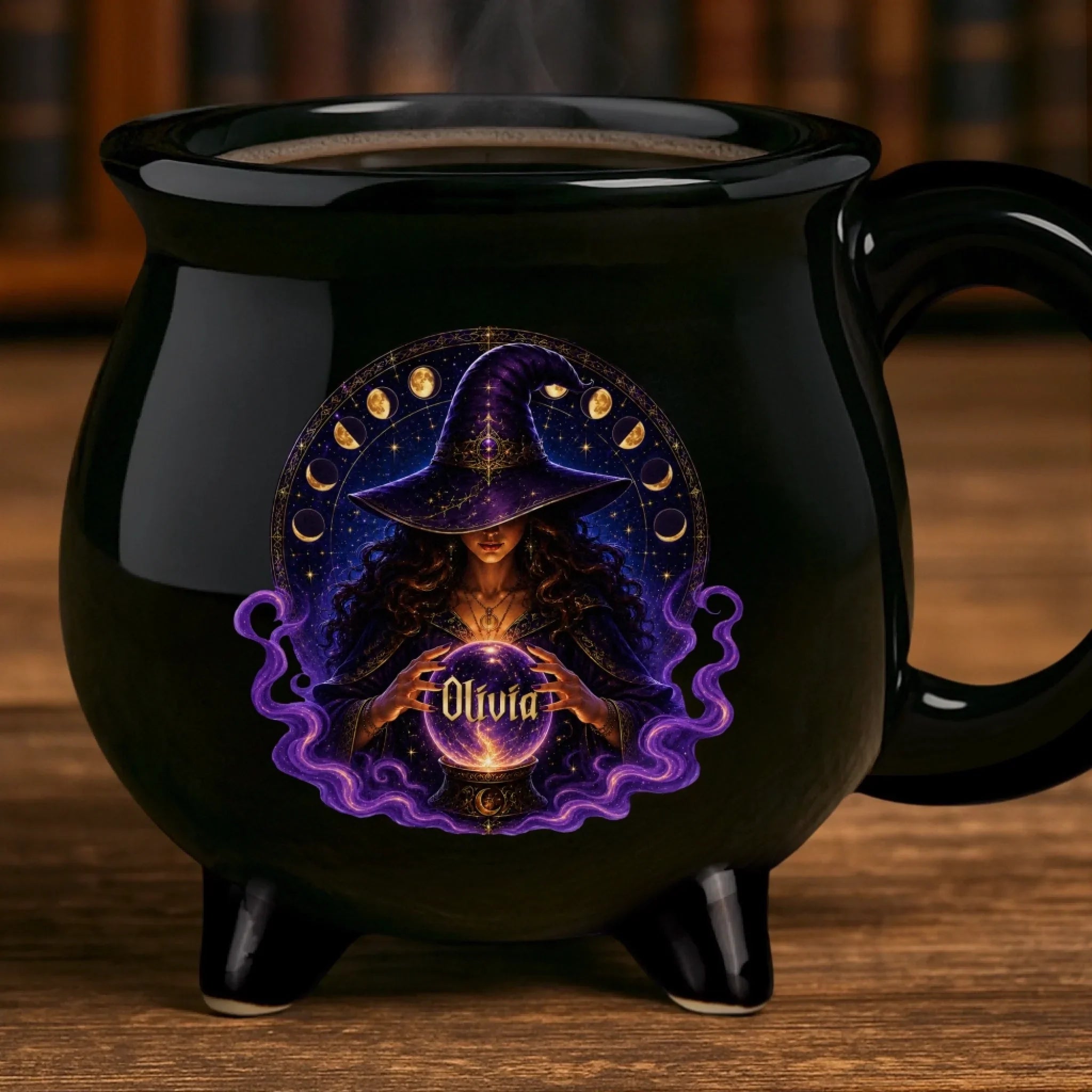 Custom Witchy 12oz Ceramic Cauldron Coffee Mug - Personalized Halloween Gifts For Witch, Wife, Daughter, Besties, Sisters, Granddaughter, Grandma, Mom, Yourself - Witch’s Favorite Brew