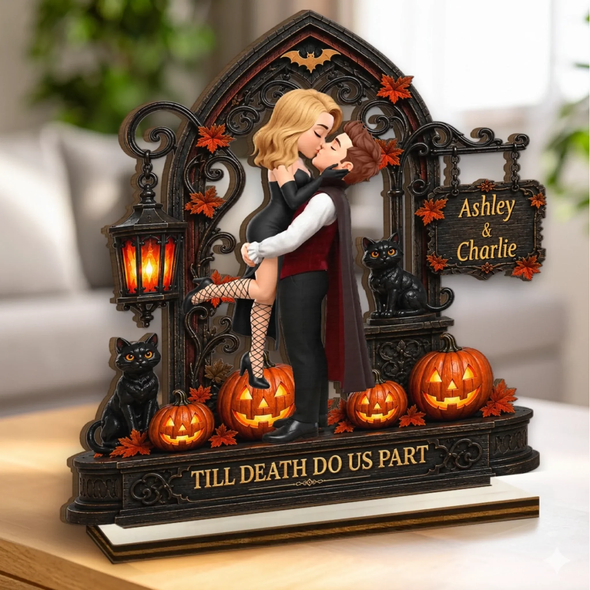 Custom 2-Layered Wooden Plaque - Personalized Halloween Decor, Anniversary Wedding Gifts For Husband And Wife, Him And Her - Love Potion For Us