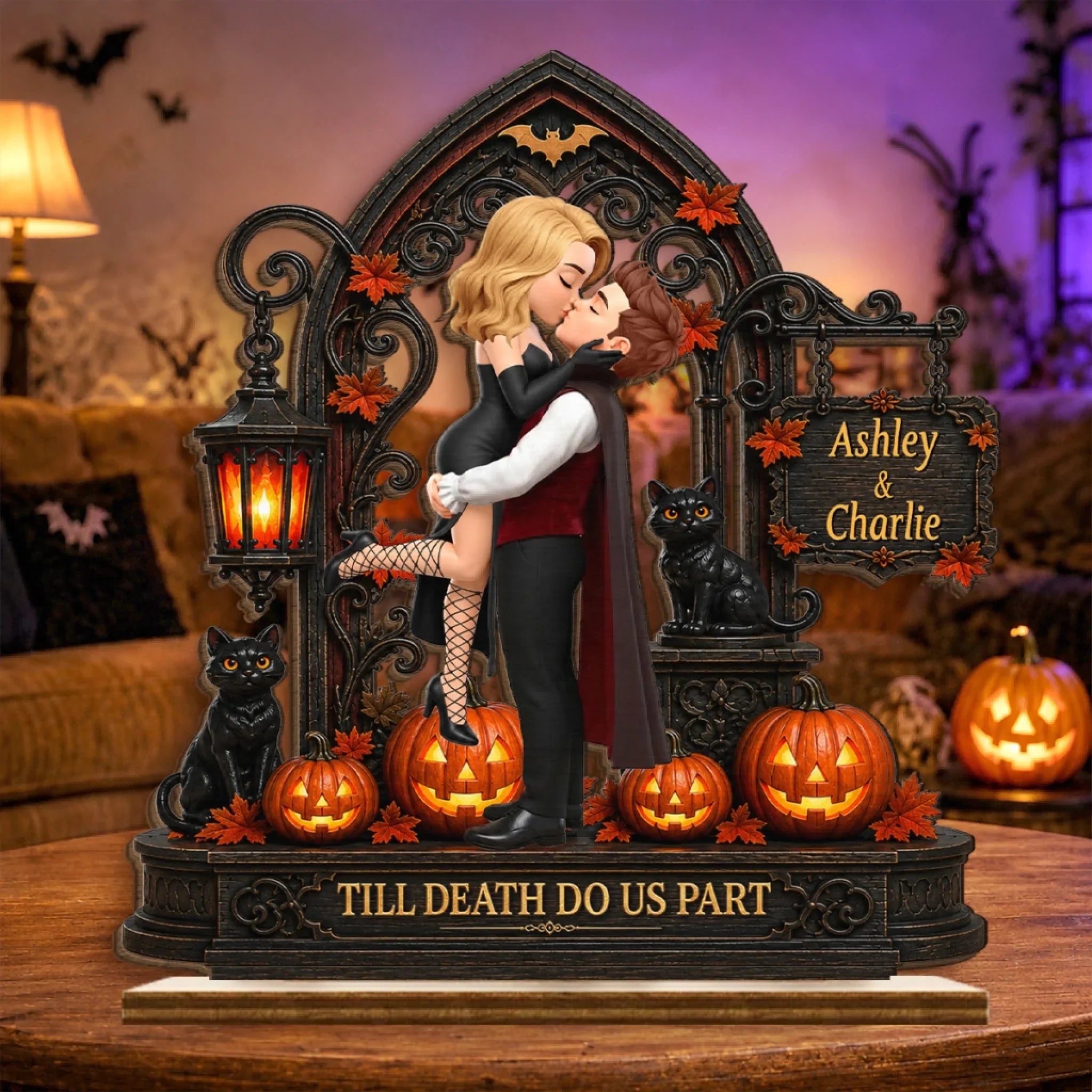 Custom 2-Layered Wooden Plaque - Personalized Halloween Decor, Anniversary Wedding Gifts For Husband And Wife, Him And Her - Love Potion For Us