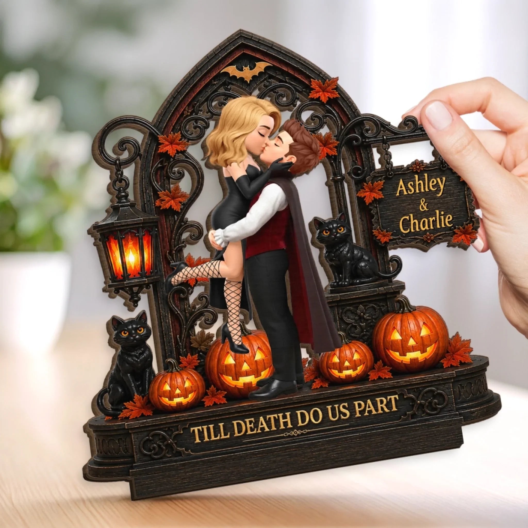 Custom 2-Layered Wooden Plaque - Personalized Halloween Decor, Anniversary Wedding Gifts For Husband And Wife, Him And Her - Love Potion For Us