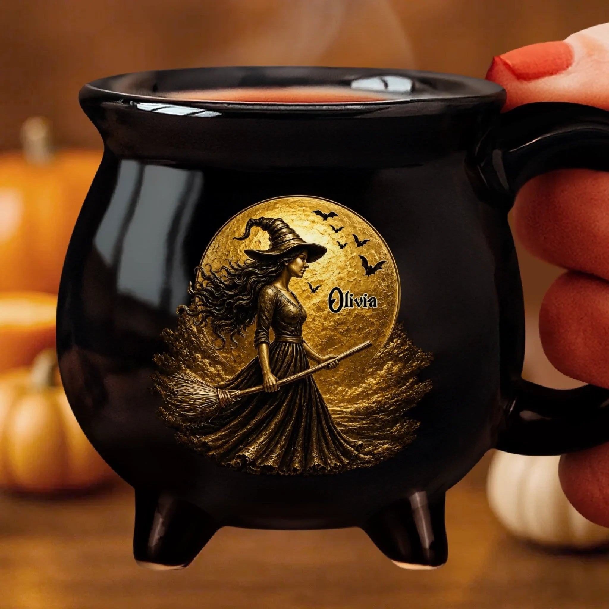 Custom 12oz Ceramic Cauldron Coffee Mug - Personalized Halloween Witchy Gifts For Wife, Daughter, Besties, Sisters, Granddaughter, Grandma, Mom, Yourself - Magic Is In My Soul