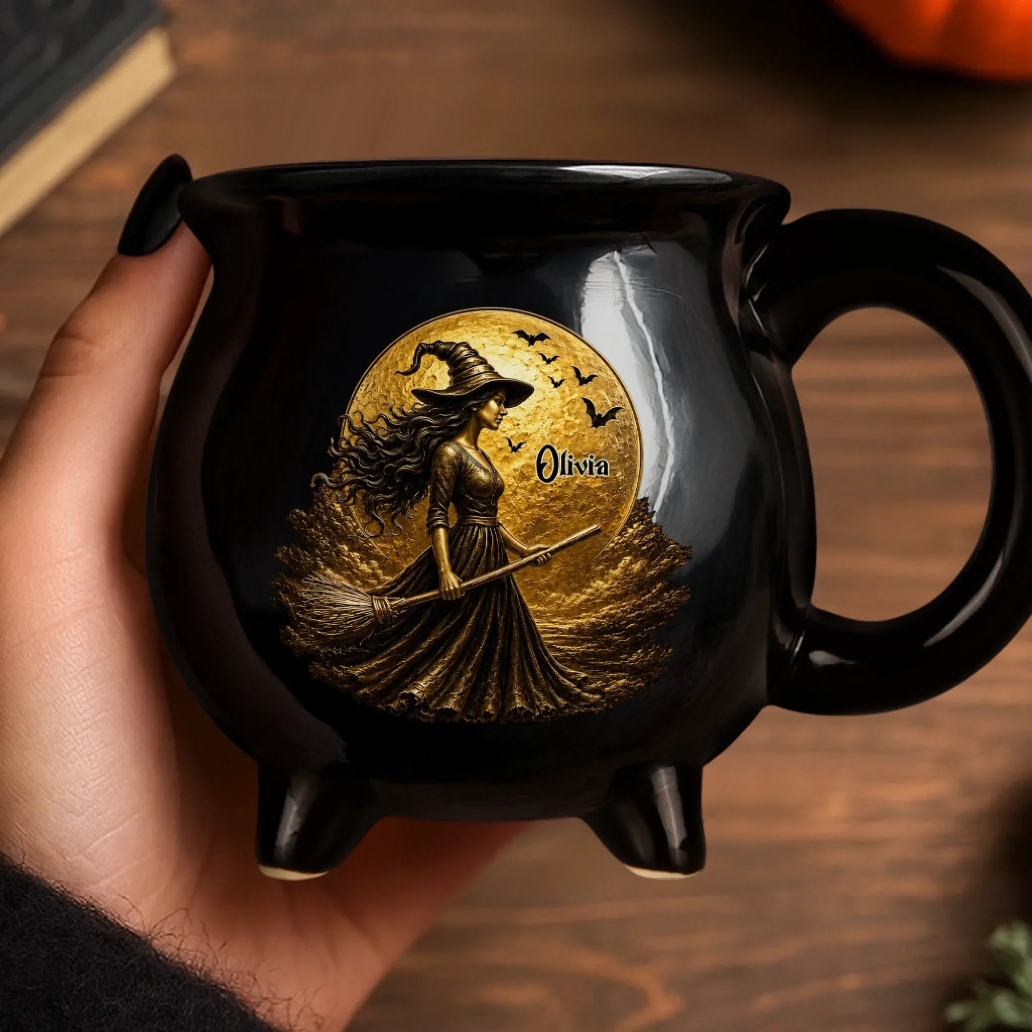 Custom 12oz Ceramic Cauldron Coffee Mug - Personalized Halloween Witchy Gifts For Wife, Daughter, Besties, Sisters, Granddaughter, Grandma, Mom, Yourself - Magic Is In My Soul