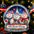 Custom Acrylic Ornament - Personalized America 250th Anniversary Christmas Gifts For Mom, Dad, Brother, Sister - Wrapped In Love Blessed With Freedom