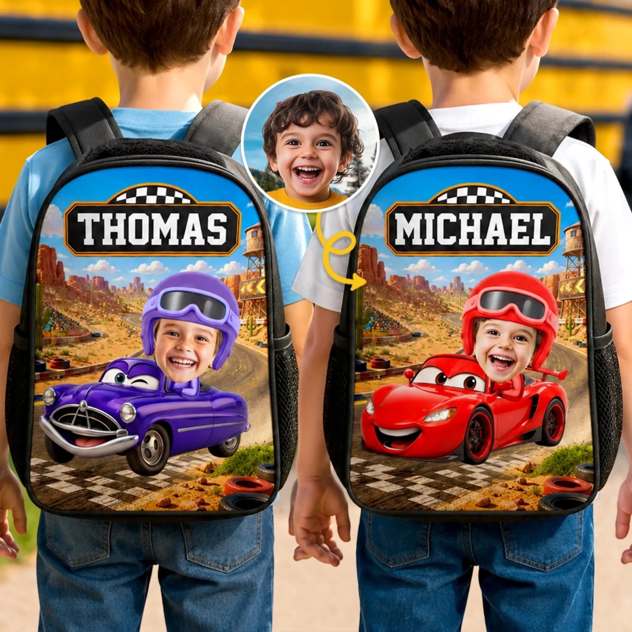 Custom Photo Kids Front Printed Backpack - Personalized Back To School Gifts For Kids - Cruising Into Adventure