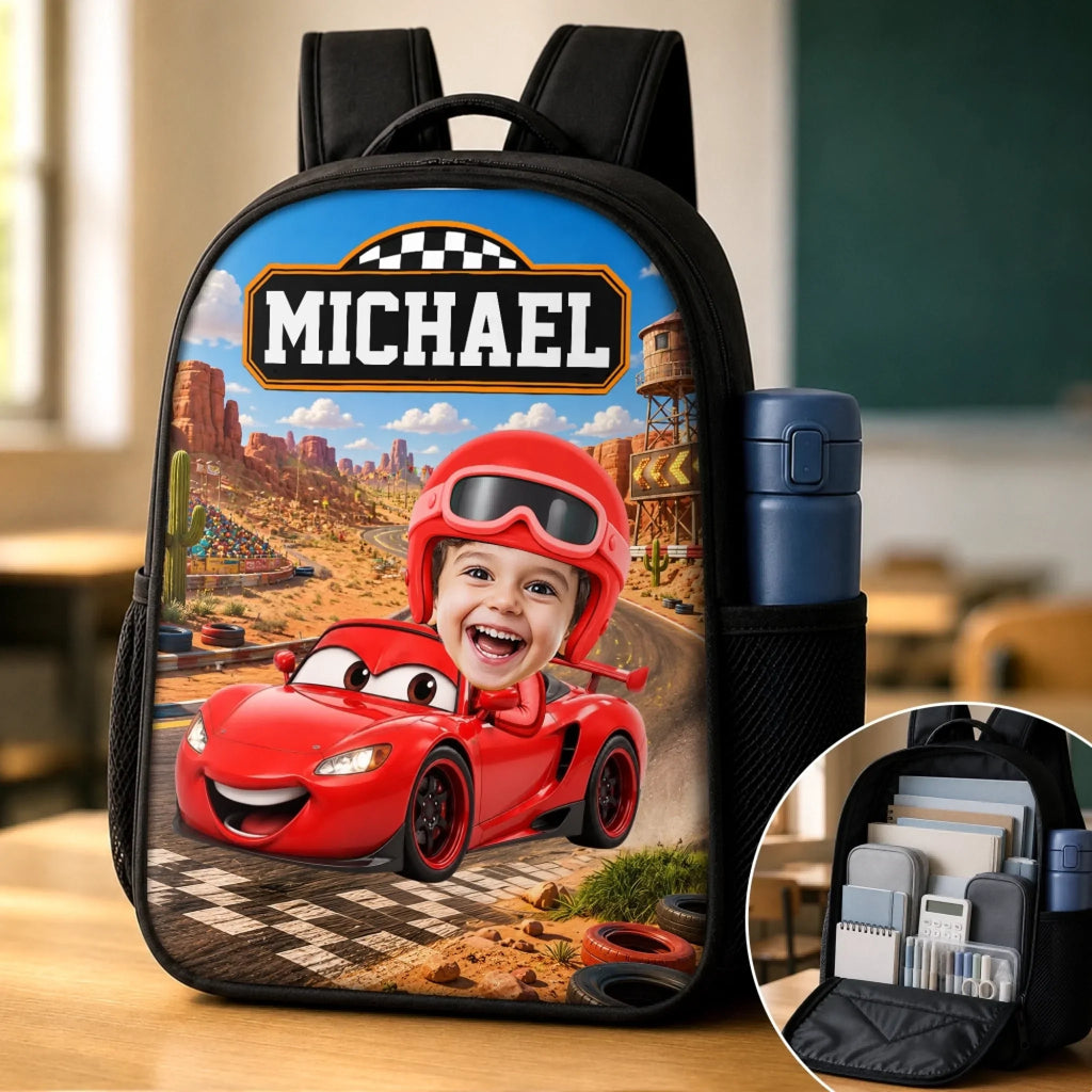 Custom Photo Kids Front Printed Backpack - Personalized Back To School Gifts For Kids - Cruising Into Adventure