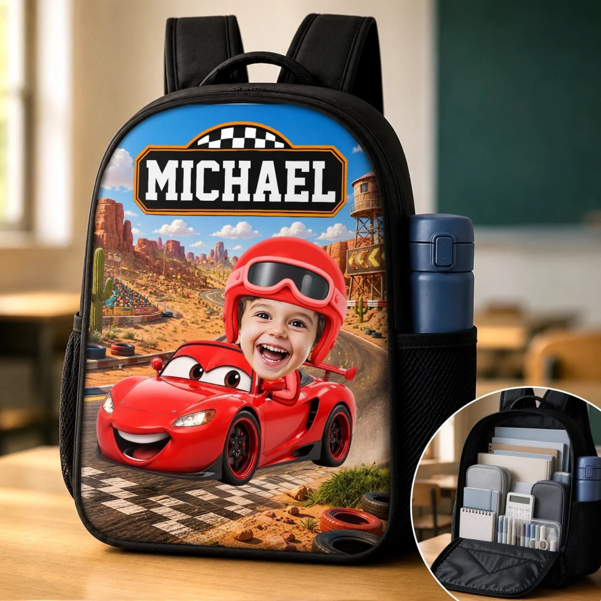 Custom Photo Kids Front Printed Backpack - Personalized Back To School Gifts For Kids - Cruising Into Adventure