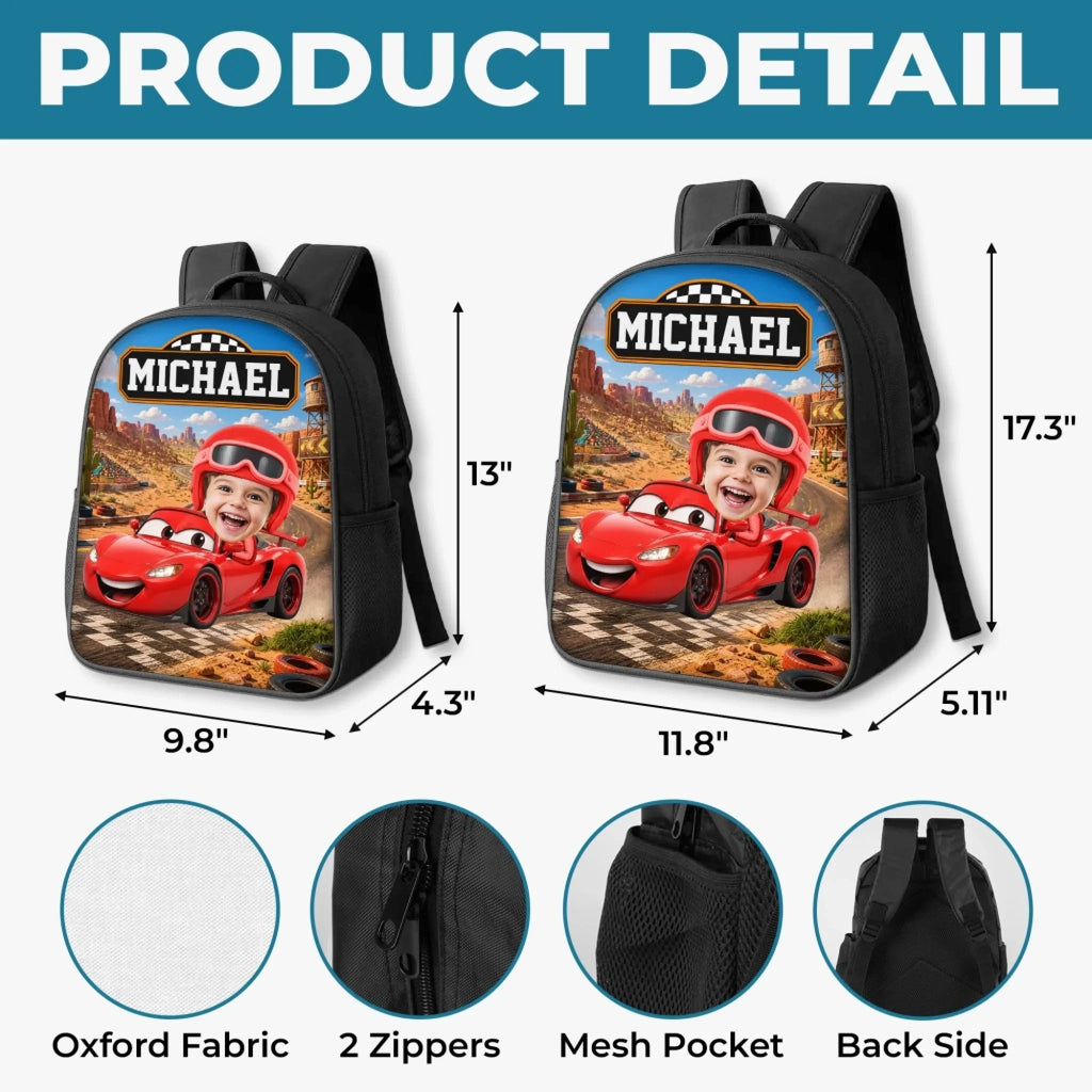 Custom Photo Kids Front Printed Backpack - Personalized Back To School Gifts For Kids - Cruising Into Adventure