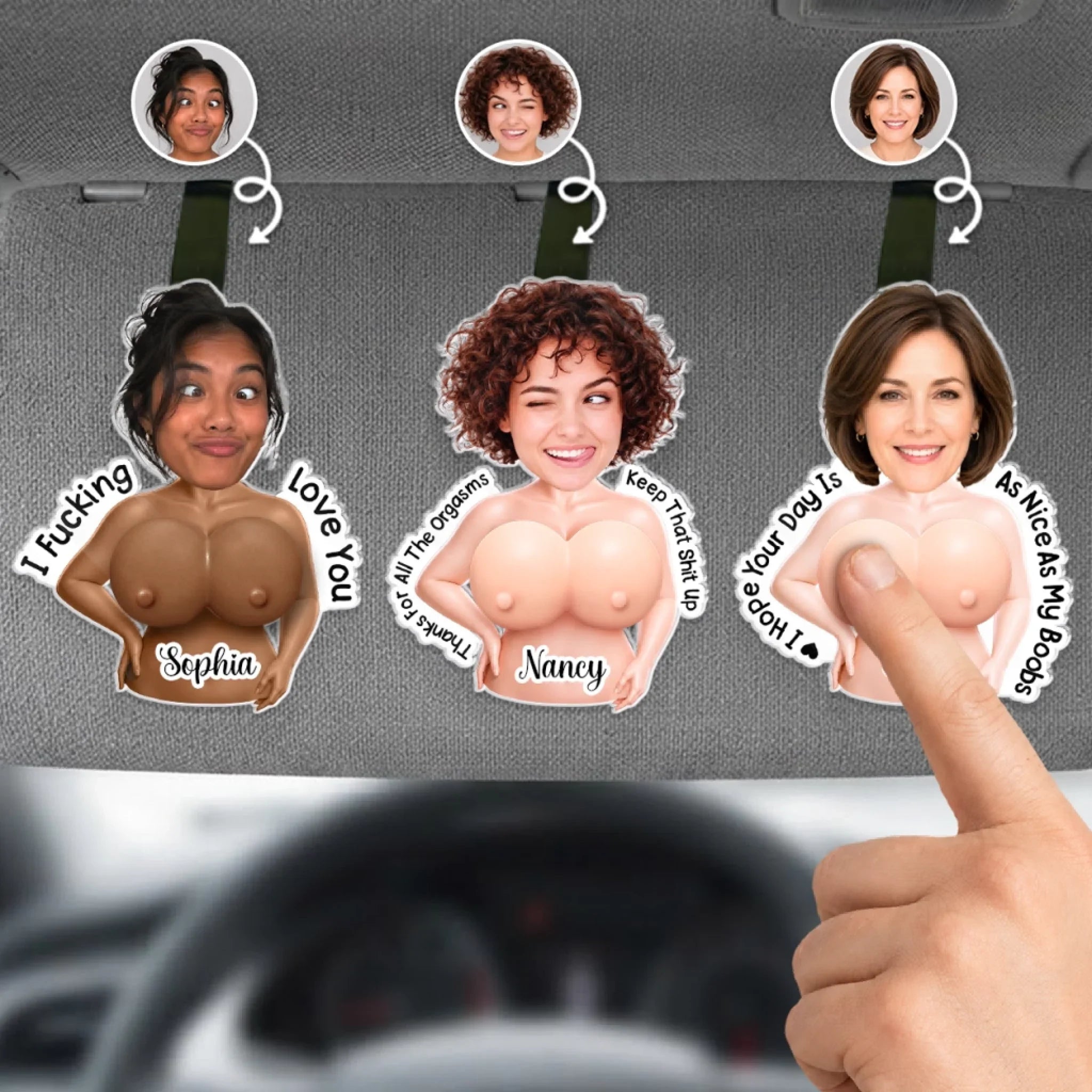 Custom Photo Squishy Acrylic Car Visor Ornament - Personalized Anniversary Wedding Gifts For Husband And Wife, Him And Her - The Best Copilot Ever