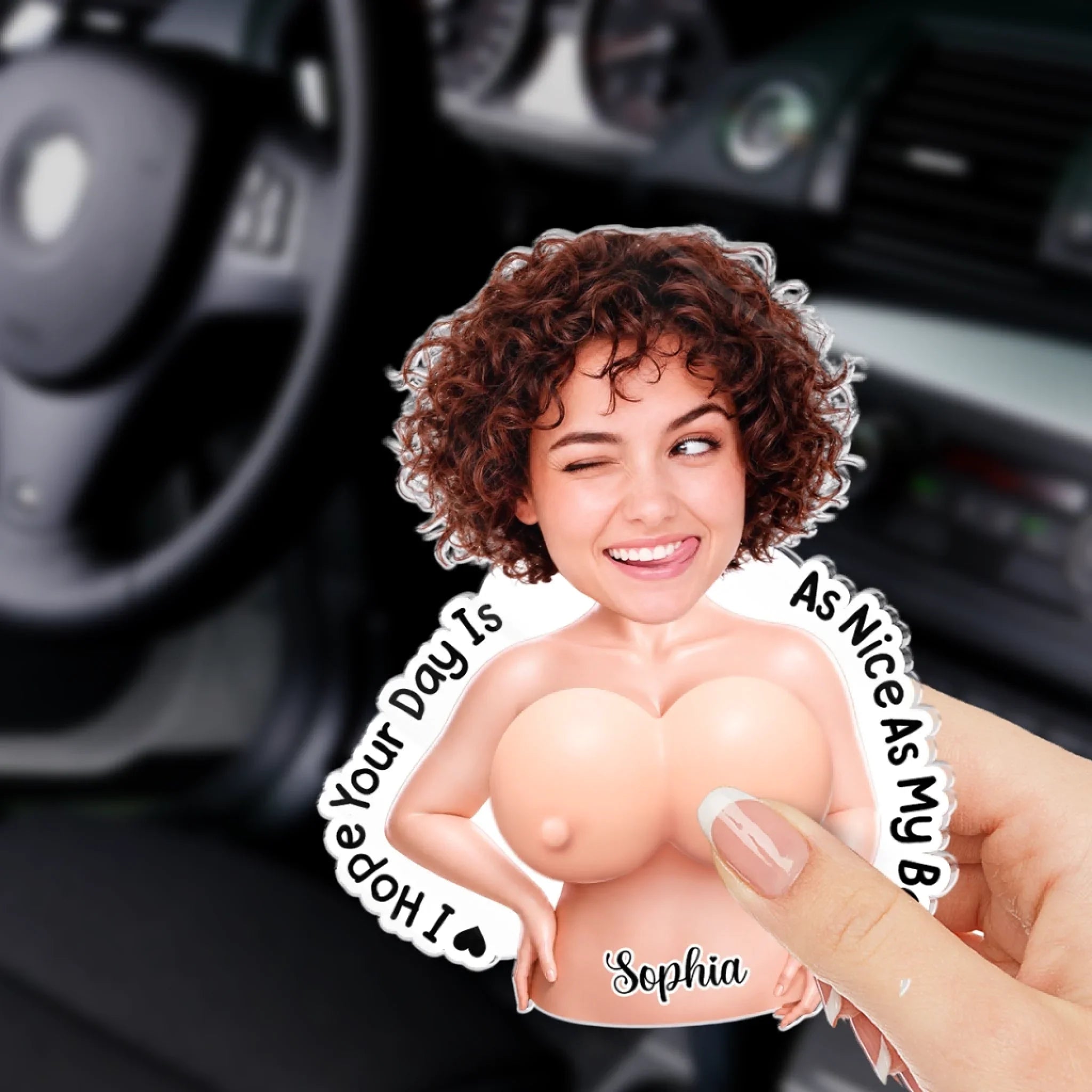 Custom Photo Squishy Acrylic Car Visor Ornament - Personalized Anniversary Wedding Gifts For Husband And Wife, Him And Her - The Best Copilot Ever