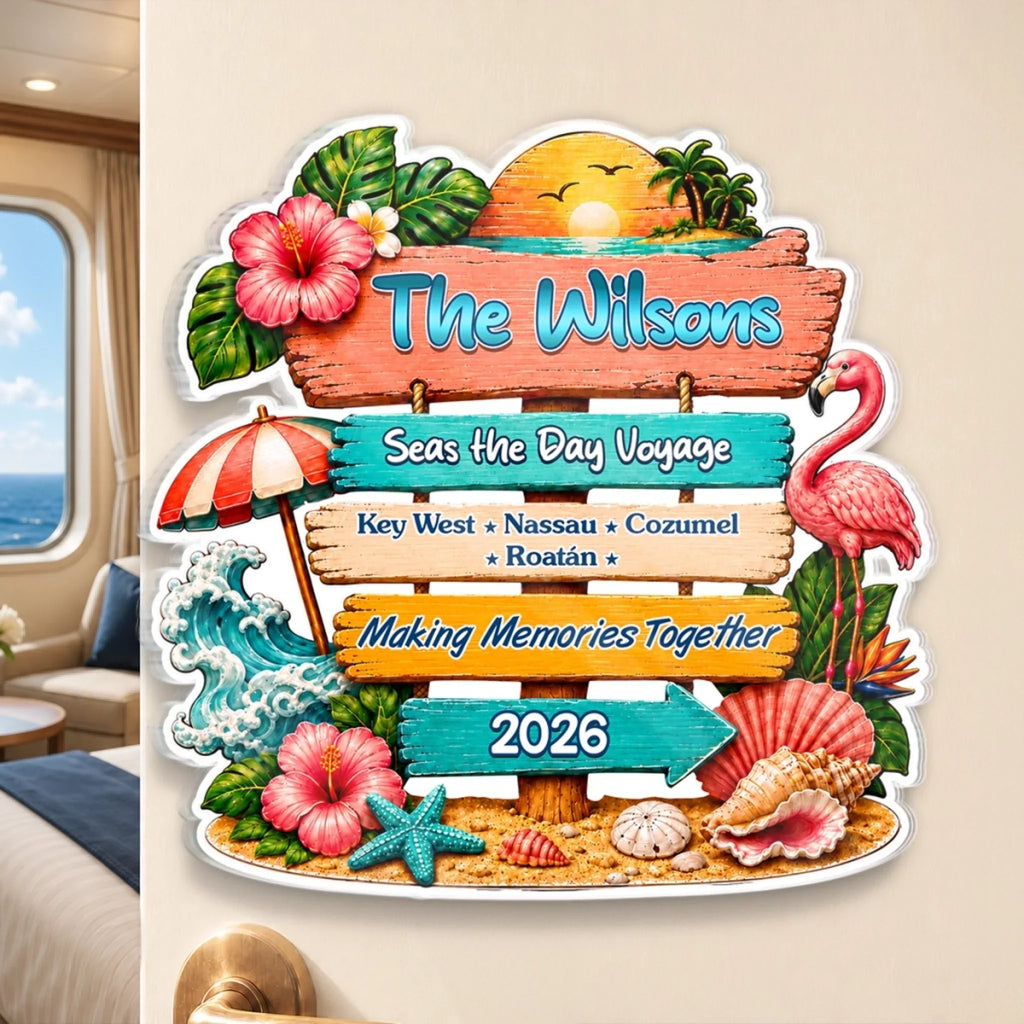 Custom Cruise Ship Door Magnet - Personalized Summer Vacation And Travel Gifts For Mom, Dad, Brother, Sister - Life Is Better On Cruise Mode