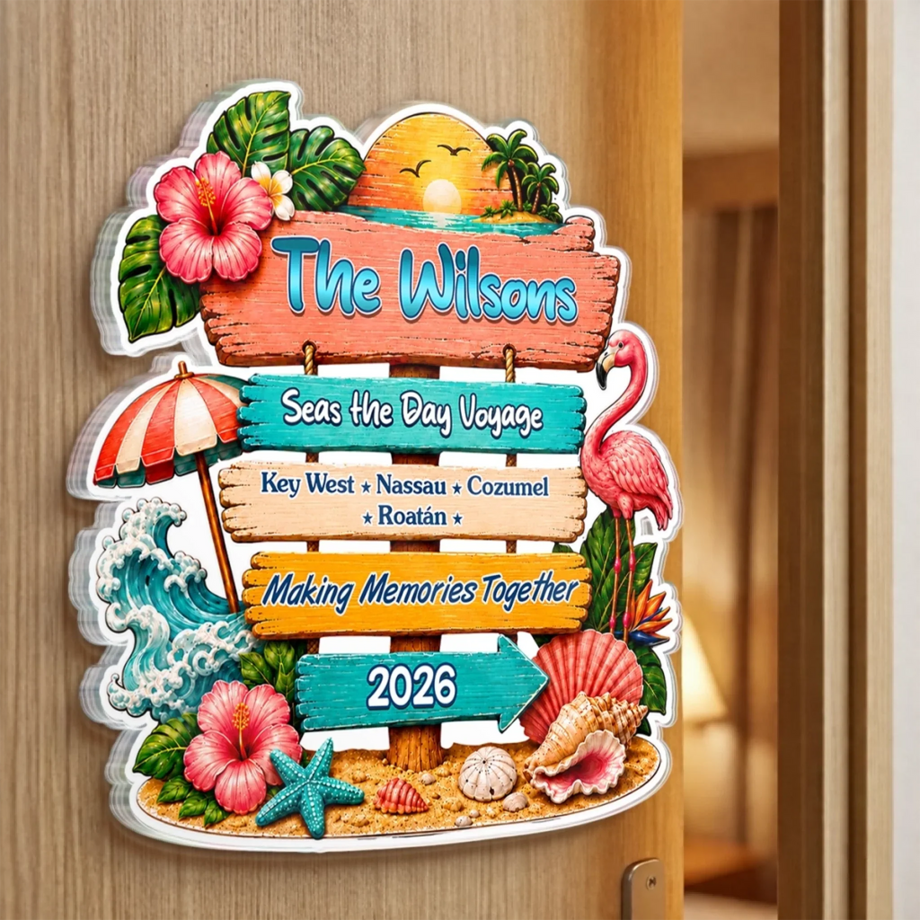 Custom Cruise Ship Door Magnet - Personalized Summer Vacation And Travel Gifts For Mom, Dad, Brother, Sister - Life Is Better On Cruise Mode
