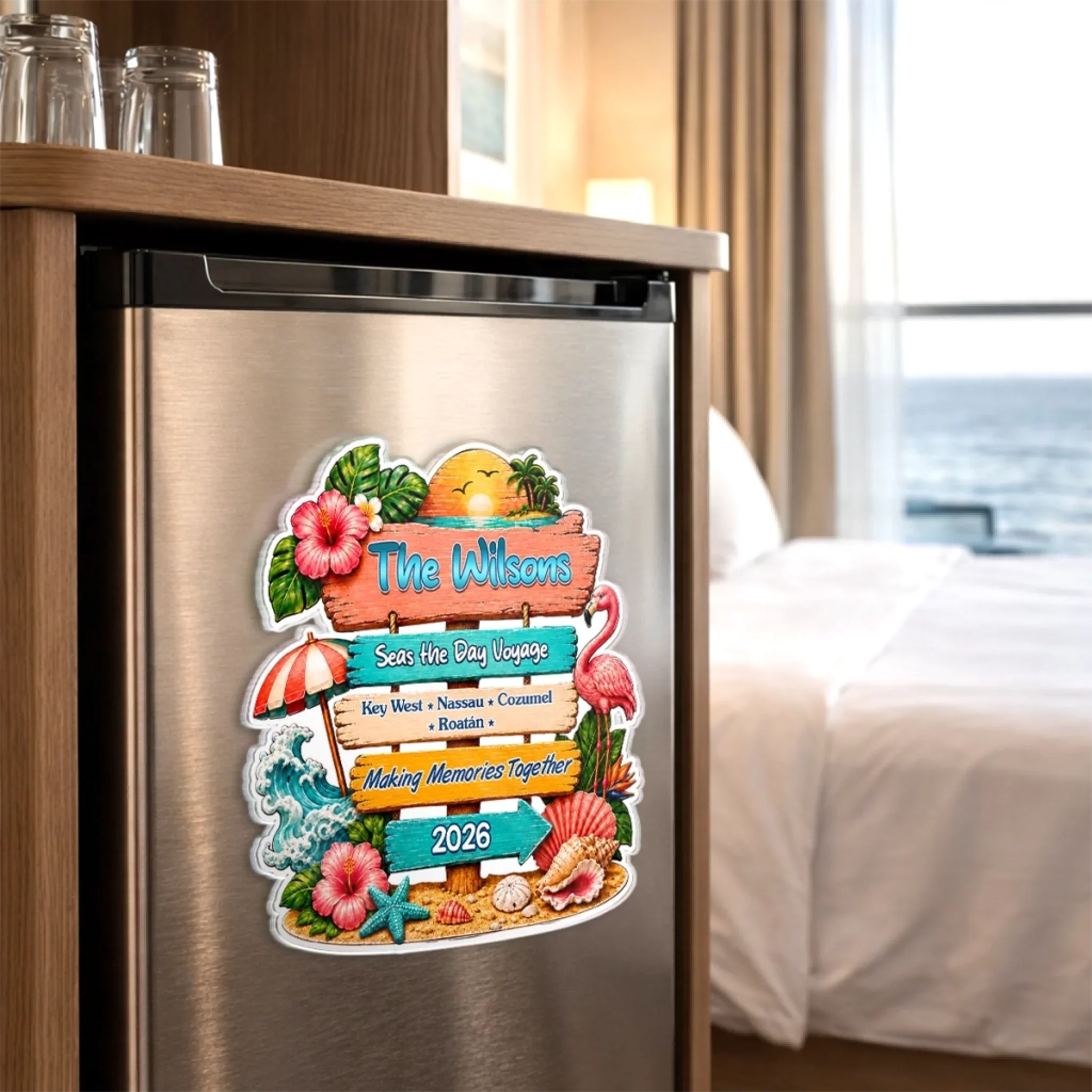 Custom Cruise Ship Door Magnet - Personalized Summer Vacation And Travel Gifts For Mom, Dad, Brother, Sister - Life Is Better On Cruise Mode