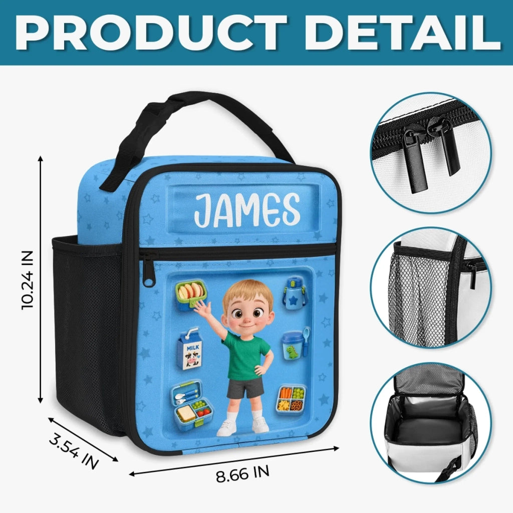 Custom Kids Lunch Bag - Personalized Back To School Gifts For Kids - Powered By Love And Healthy Bites