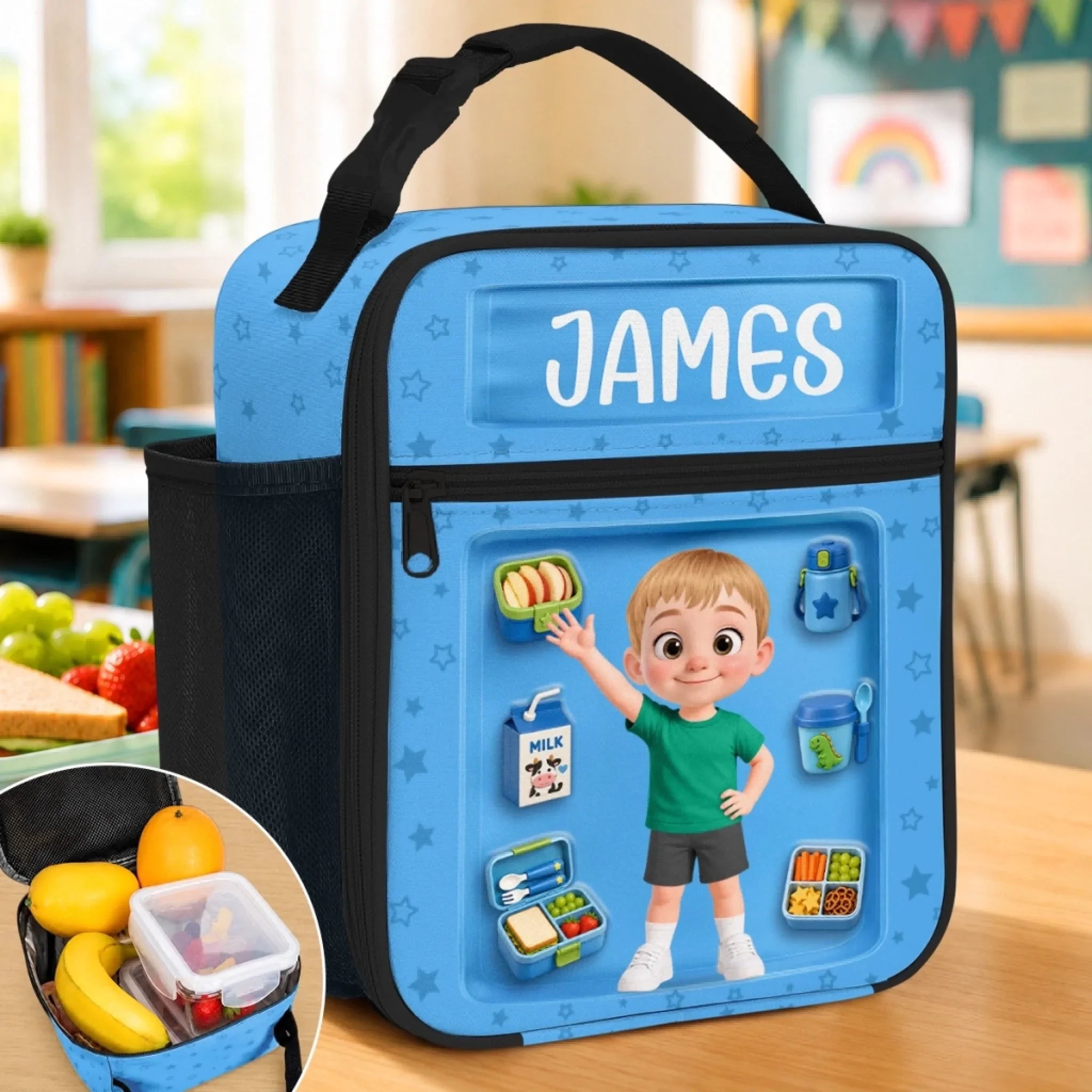 Custom Kids Lunch Bag - Personalized Back To School Gifts For Kids - Powered By Love And Healthy Bites