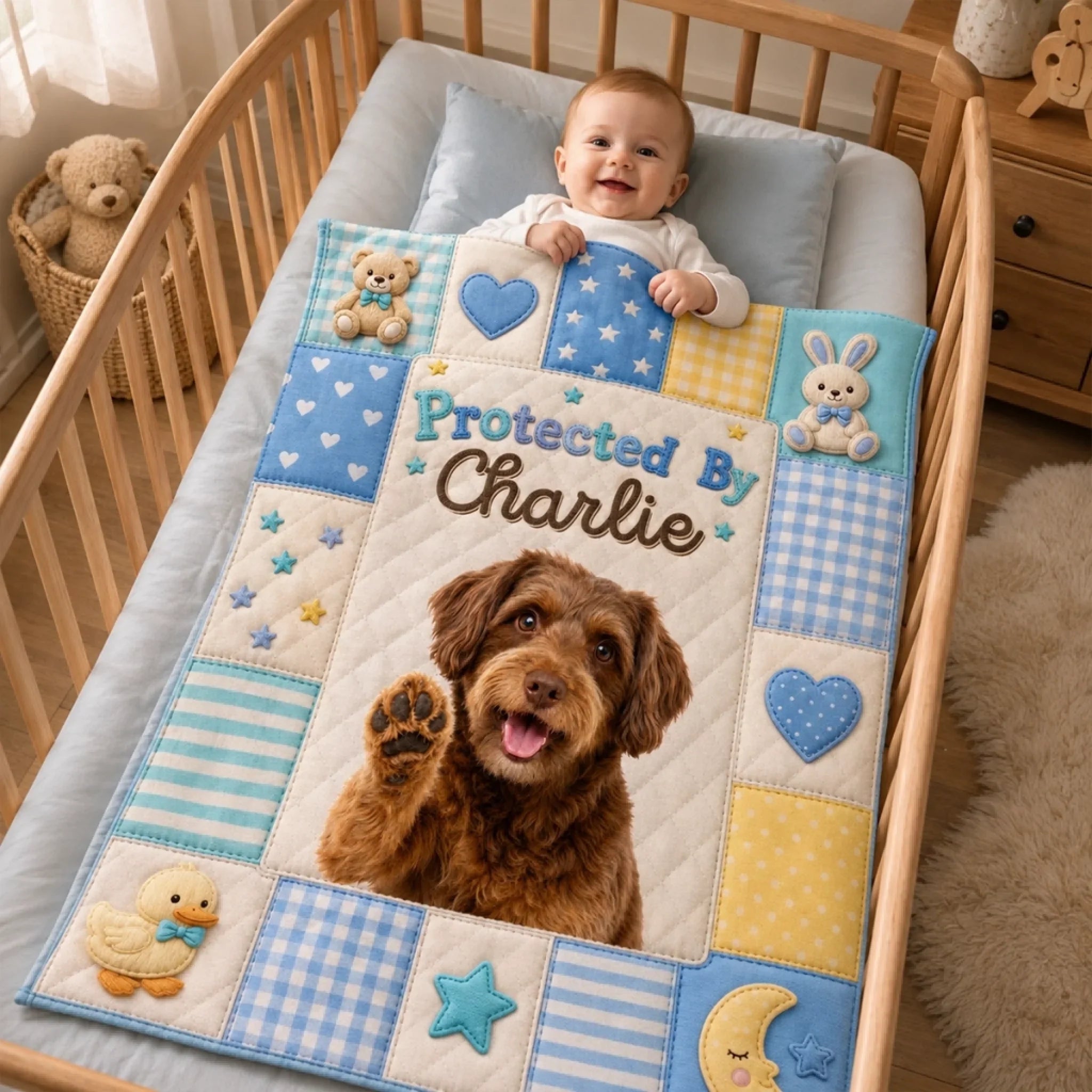 Custom Photo Blanket - Personalized Baby Shower, Gender Reveal Gifts For New Moms, New Dads, New Parents, Dog Cat Lovers - Our Pack Just Got Cuter