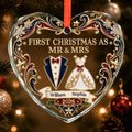 Custom First Christmas Heart Glass Ornament - Personalized Anniversary Christmas Wedding Gifts For Husband And Wife, Him And Her - Gather Love Celebrate