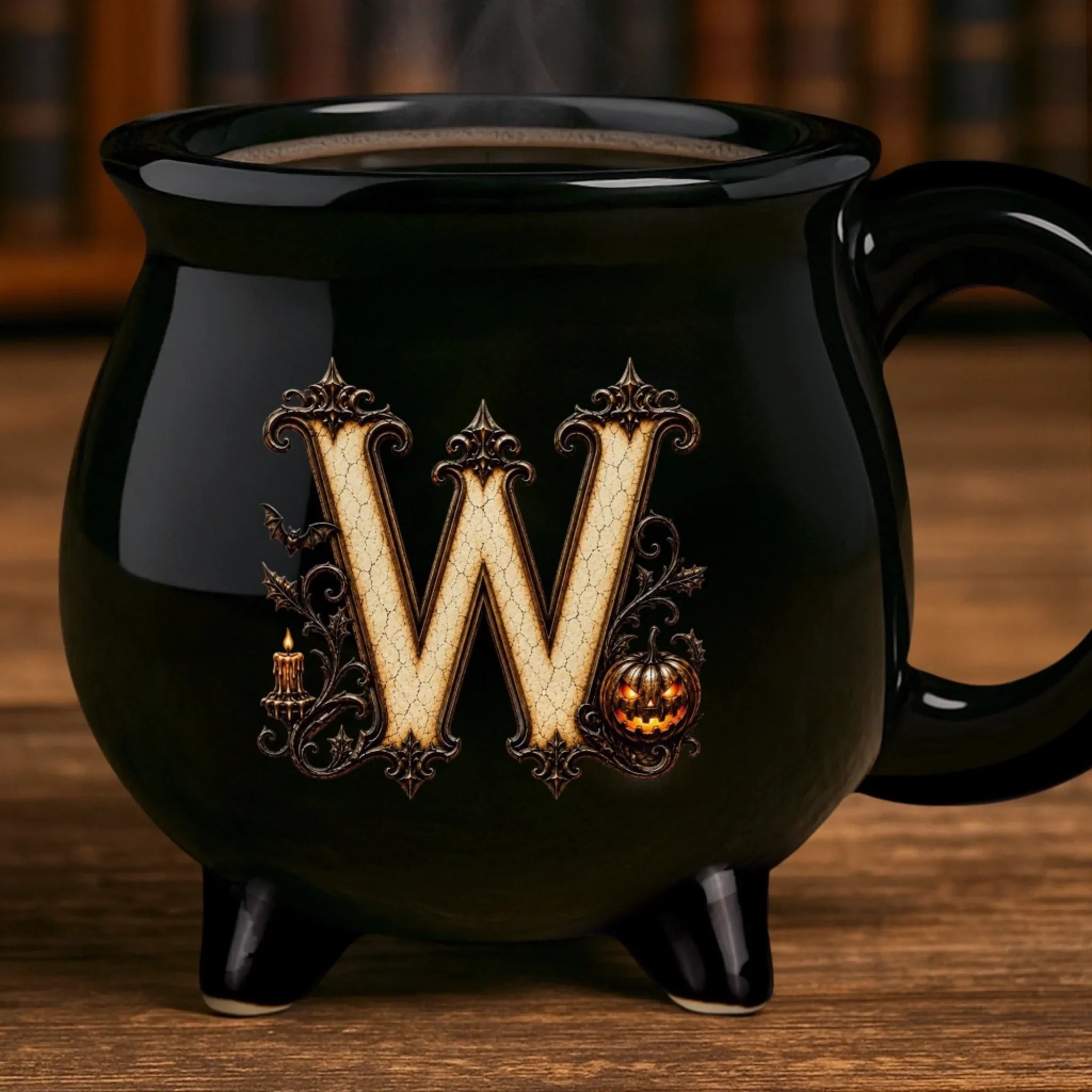 Custom 12oz Ceramic Cauldron Coffee Mug - Personalized Halloween Gifts For Wife, Daughter, Besties, Sisters, Granddaughter, Grandma, Mom, Yourself - Spooky Witchy Vibes Only