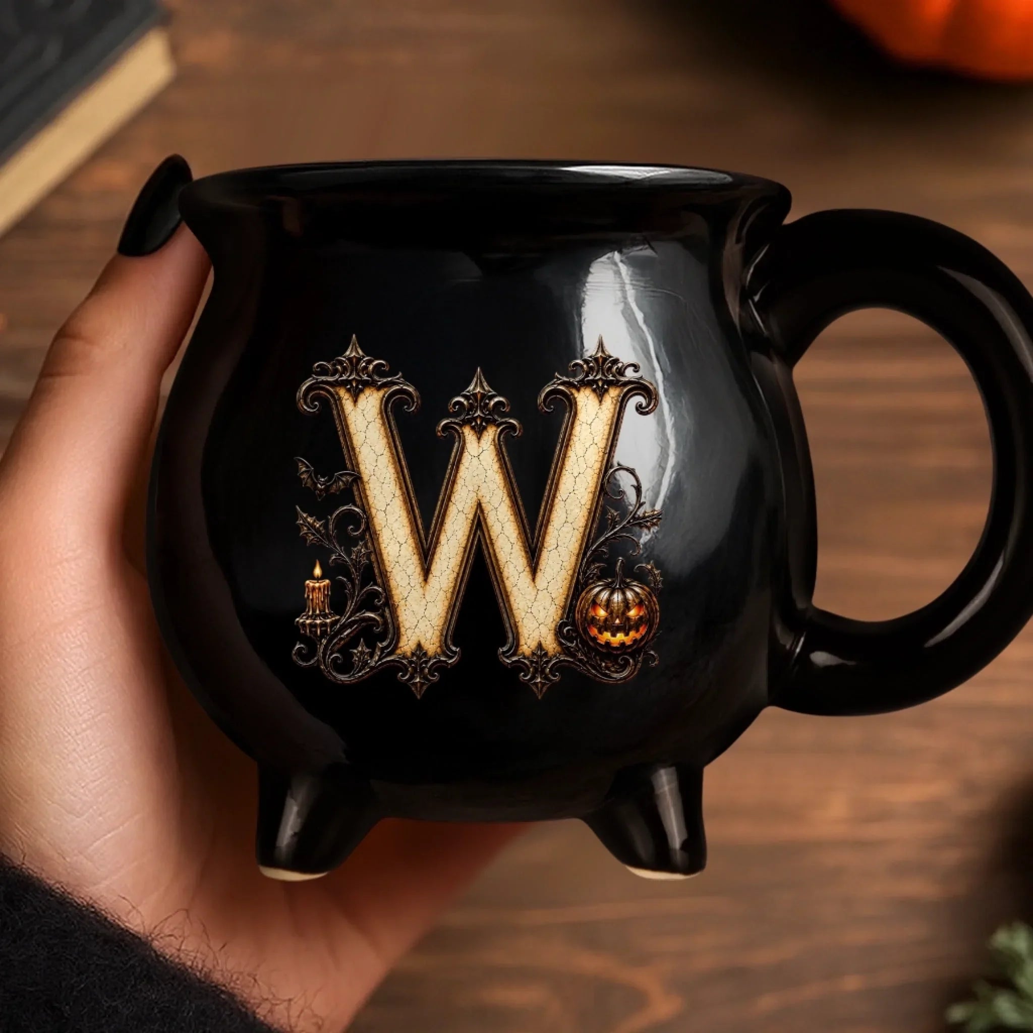 Custom 12oz Ceramic Cauldron Coffee Mug - Personalized Halloween Gifts For Wife, Daughter, Besties, Sisters, Granddaughter, Grandma, Mom, Yourself - Spooky Witchy Vibes Only