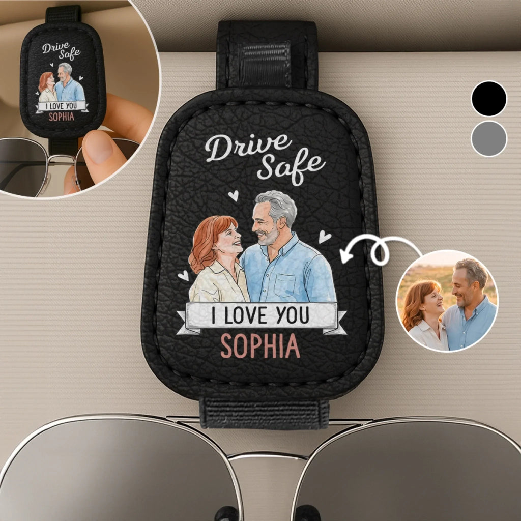 Custom Photo Leather Car Visor - Personalized Anniversary Wedding Gifts For Husband And Wife, Him And Her - Always Take Me