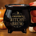 Custom 12oz Ceramic Cauldron Coffee Mug - Personalized Halloween Gifts For Wife, Daughter, Besties, Sisters, Granddaughter, Grandma, Mom, Yourself - Born To Bewitch