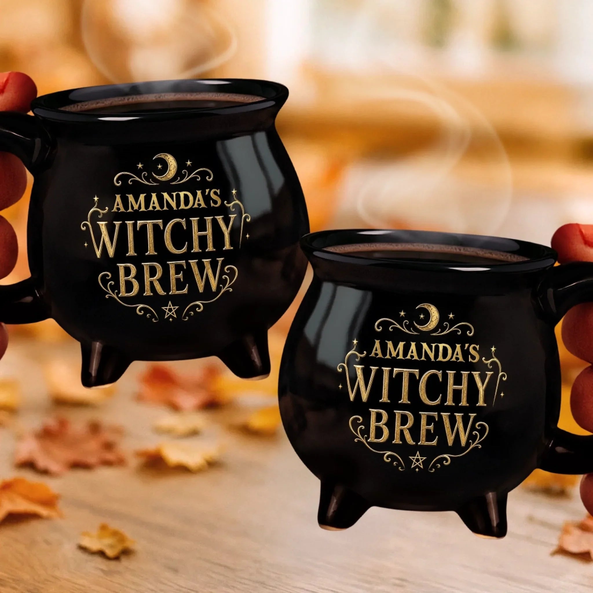 Custom 12oz Ceramic Cauldron Coffee Mug - Personalized Halloween Gifts For Wife, Daughter, Besties, Sisters, Granddaughter, Grandma, Mom, Yourself - Born To Bewitch