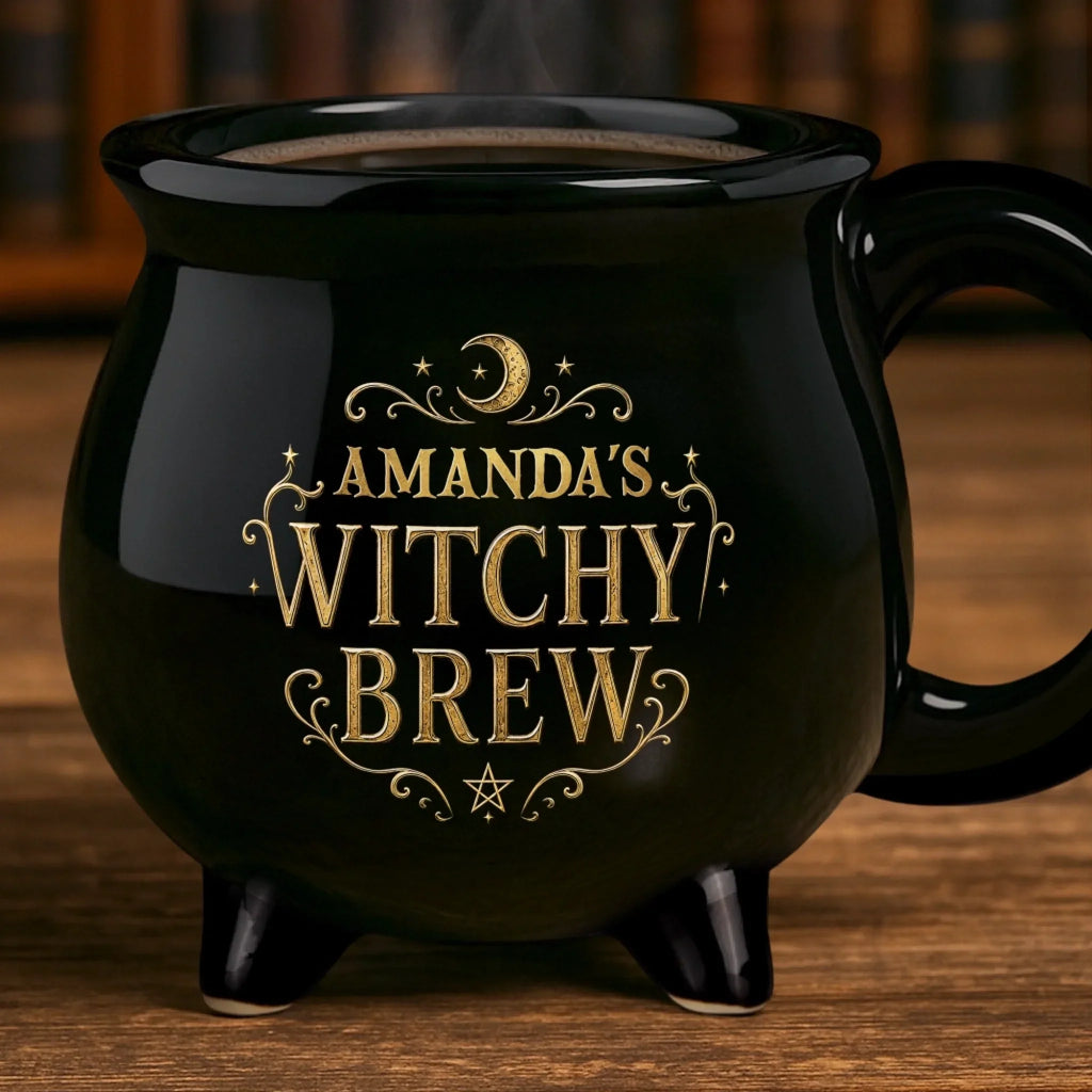 Custom 12oz Ceramic Cauldron Coffee Mug - Personalized Halloween Gifts For Wife, Daughter, Besties, Sisters, Granddaughter, Grandma, Mom, Yourself - Born To Bewitch
