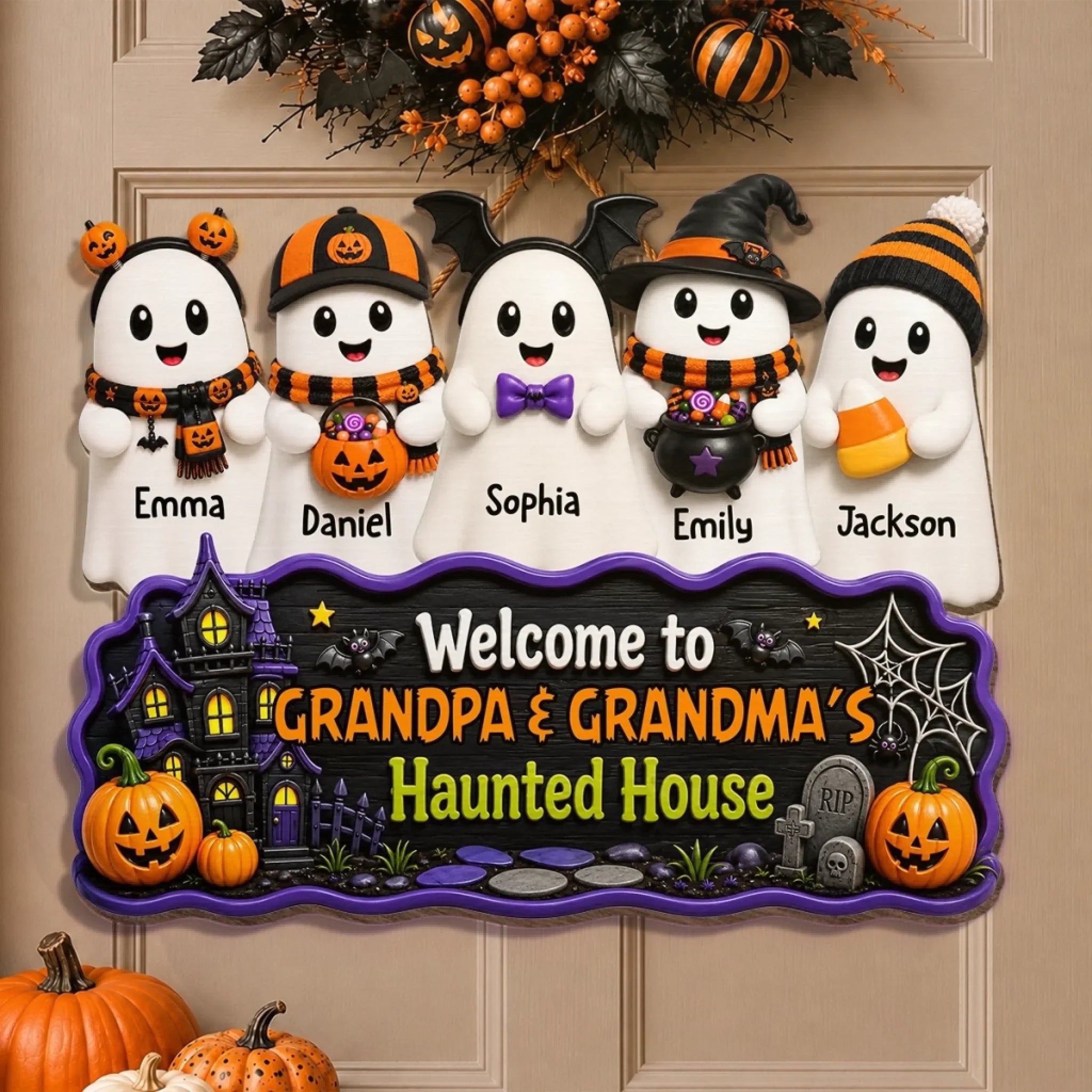 Custom Boo Wood Sign -  Personalized Halloween Decor Birthday Gifts For Mom, Dad, Brother, Sister, Kids - Cuteness in Every Boo