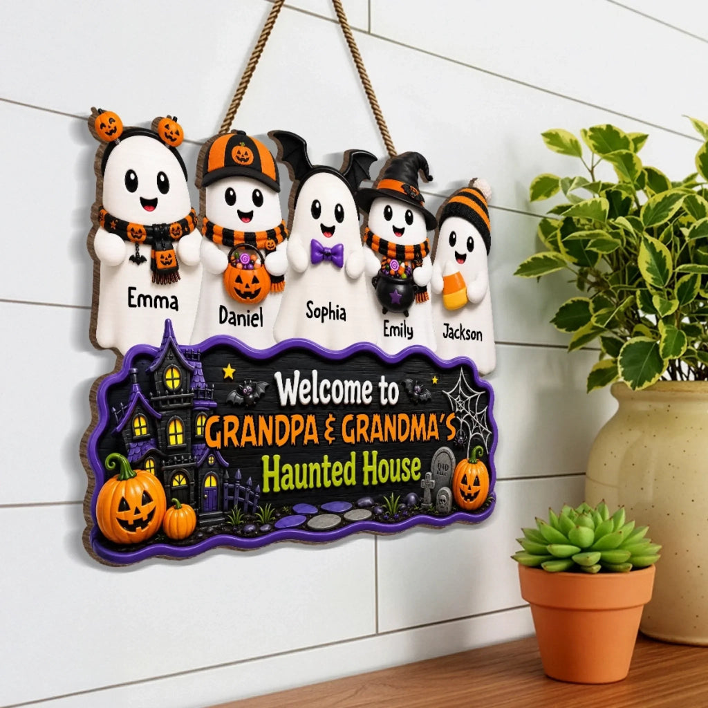 Custom Boo Wood Sign -  Personalized Halloween Decor Birthday Gifts For Mom, Dad, Brother, Sister, Kids - Cuteness in Every Boo