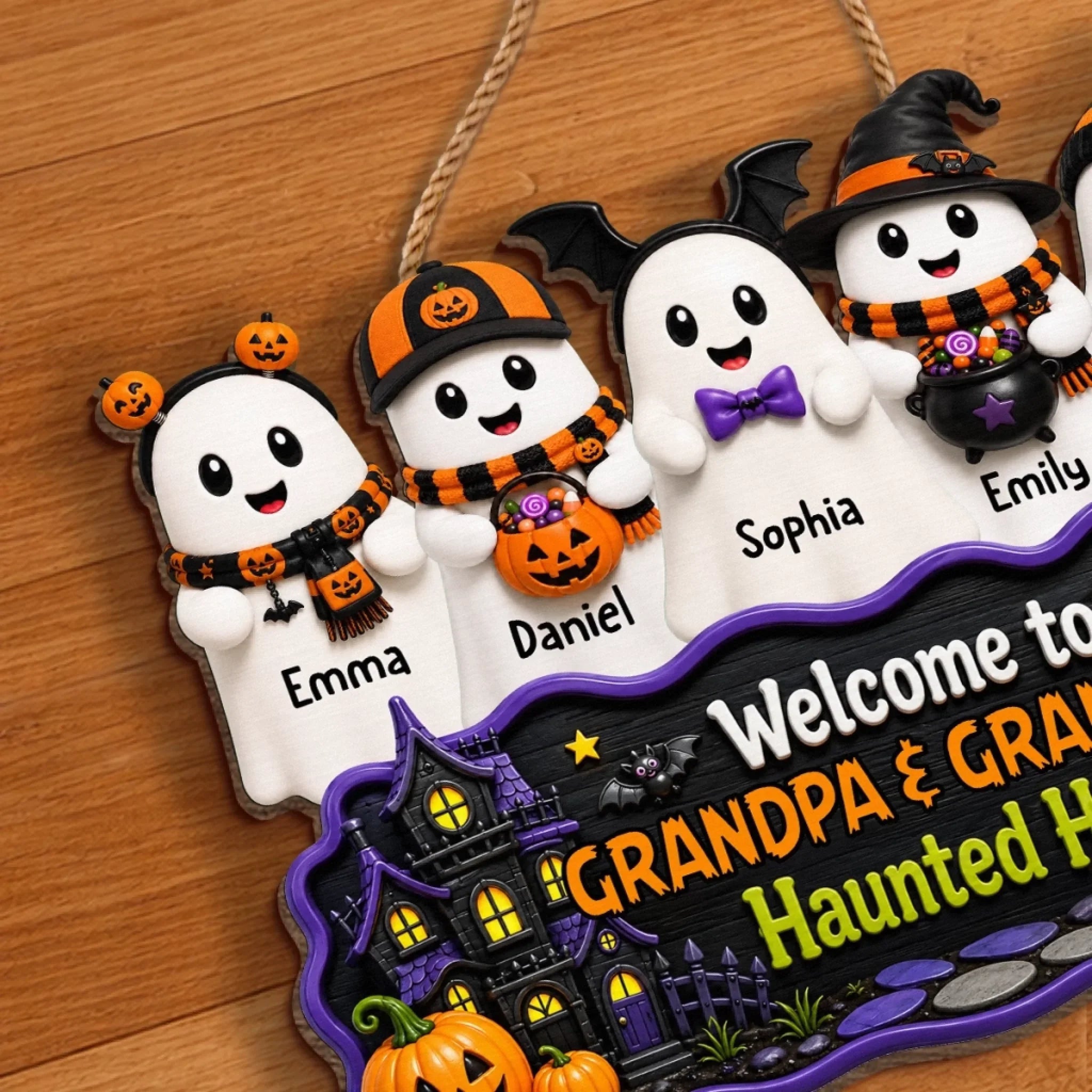 Custom Boo Wood Sign -  Personalized Halloween Decor Birthday Gifts For Mom, Dad, Brother, Sister, Kids - Cuteness in Every Boo