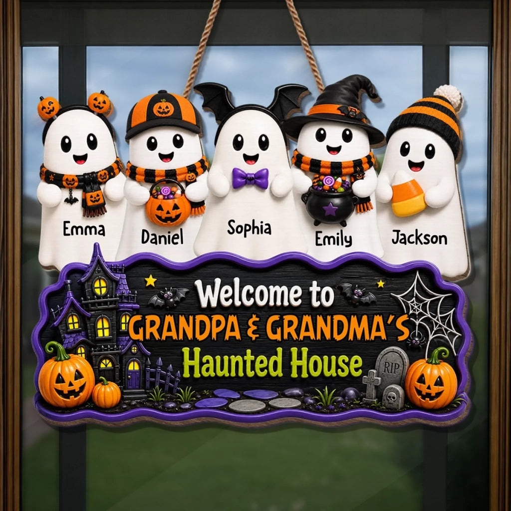Custom Boo Wood Sign -  Personalized Halloween Decor Birthday Gifts For Mom, Dad, Brother, Sister, Kids - Cuteness in Every Boo