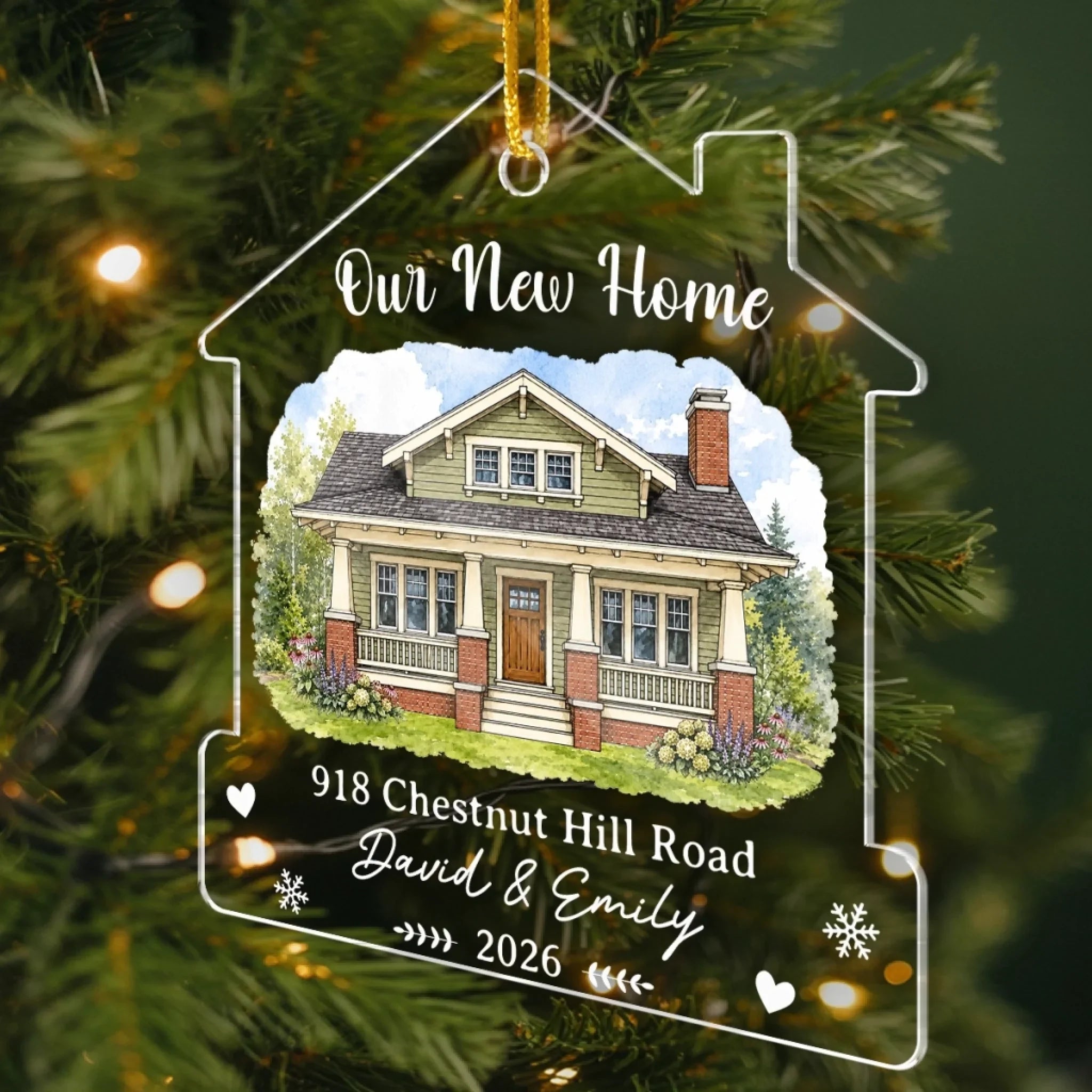 Custom Photo New Home Acrylic Ornament - Personalized Anniversary Christmas Wedding Gifts For Husband And Wife, Him And Her - Home Is Where Our Story Begins