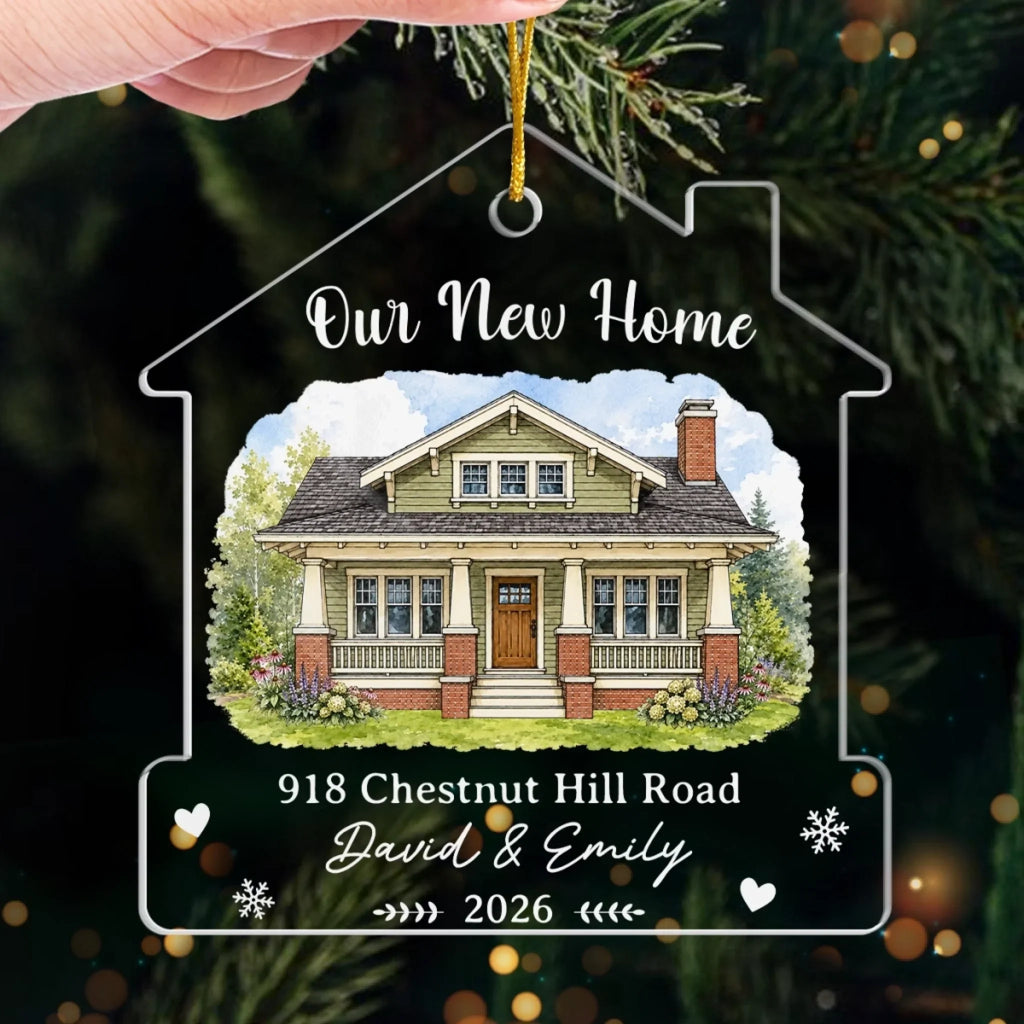 Custom Photo New Home Acrylic Ornament - Personalized Anniversary Christmas Wedding Gifts For Husband And Wife, Him And Her - Home Is Where Our Story Begins