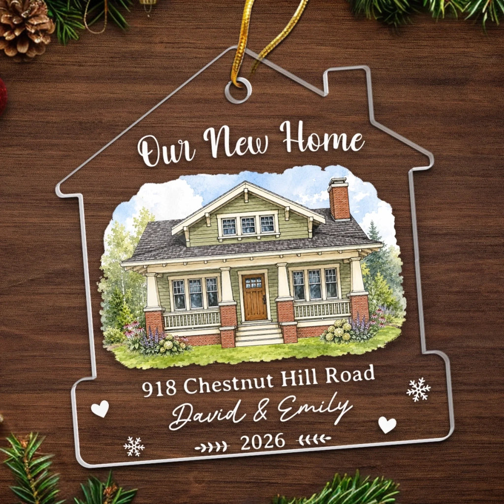 Custom Photo New Home Acrylic Ornament - Personalized Anniversary Christmas Wedding Gifts For Husband And Wife, Him And Her - Home Is Where Our Story Begins