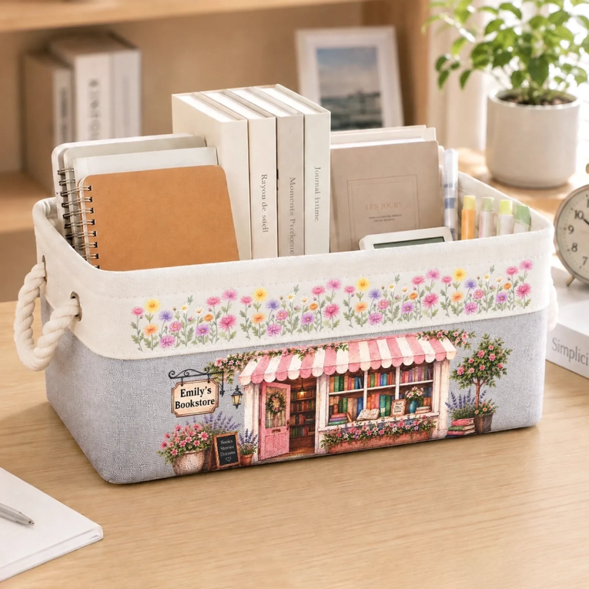 Custom Storage Basket - Personalized Bookish Gifts For Book Lovers, Bookworms, Readers - My Little Corner Bookshop