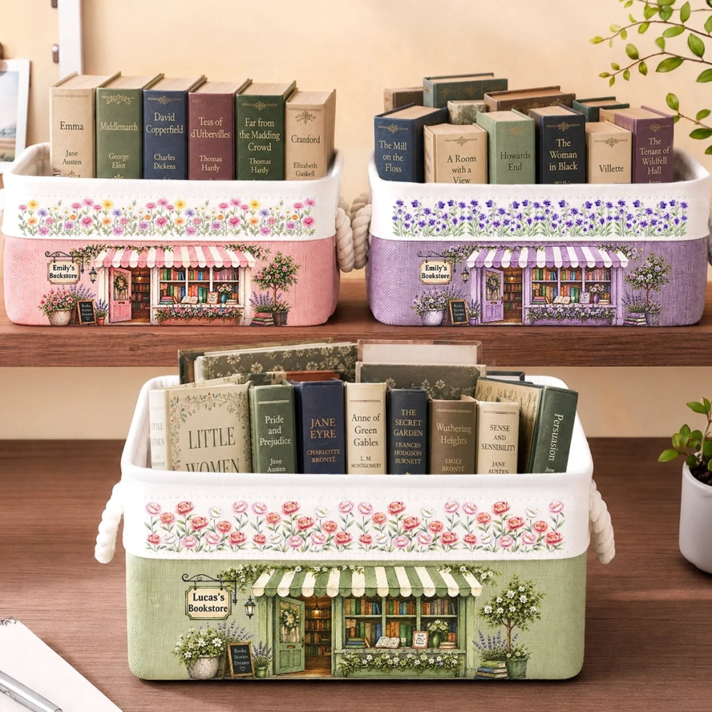 Custom Storage Basket - Personalized Bookish Gifts For Book Lovers, Bookworms, Readers - My Little Corner Bookshop