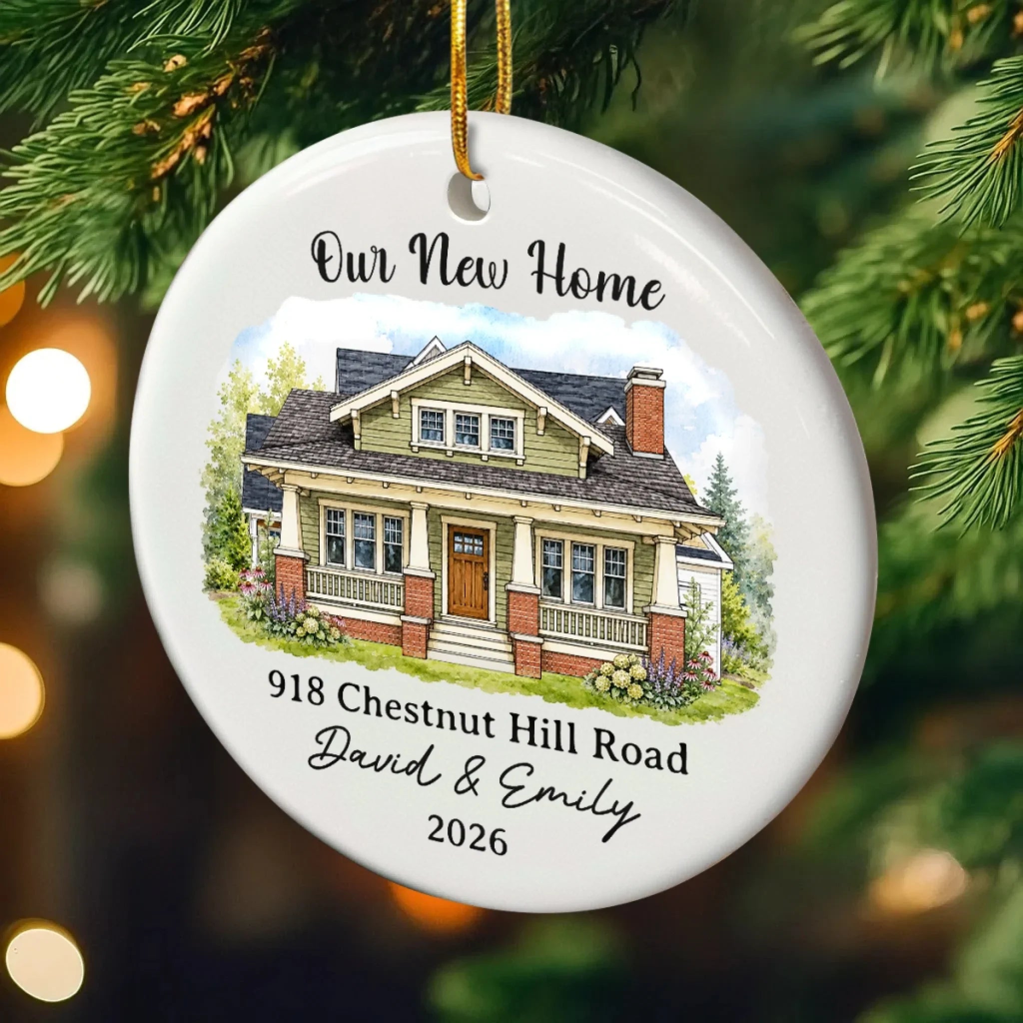 Custom Photo New Home Ceramic Ornament - Personalized Anniversary Christmas Wedding Gifts For Husband And Wife, Him And Her - Love Grows Best In Our House
