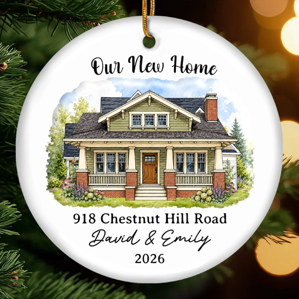 Custom Photo New Home Ceramic Ornament - Personalized Anniversary Christmas Wedding Gifts For Husband And Wife, Him And Her - Love Grows Best In Our House