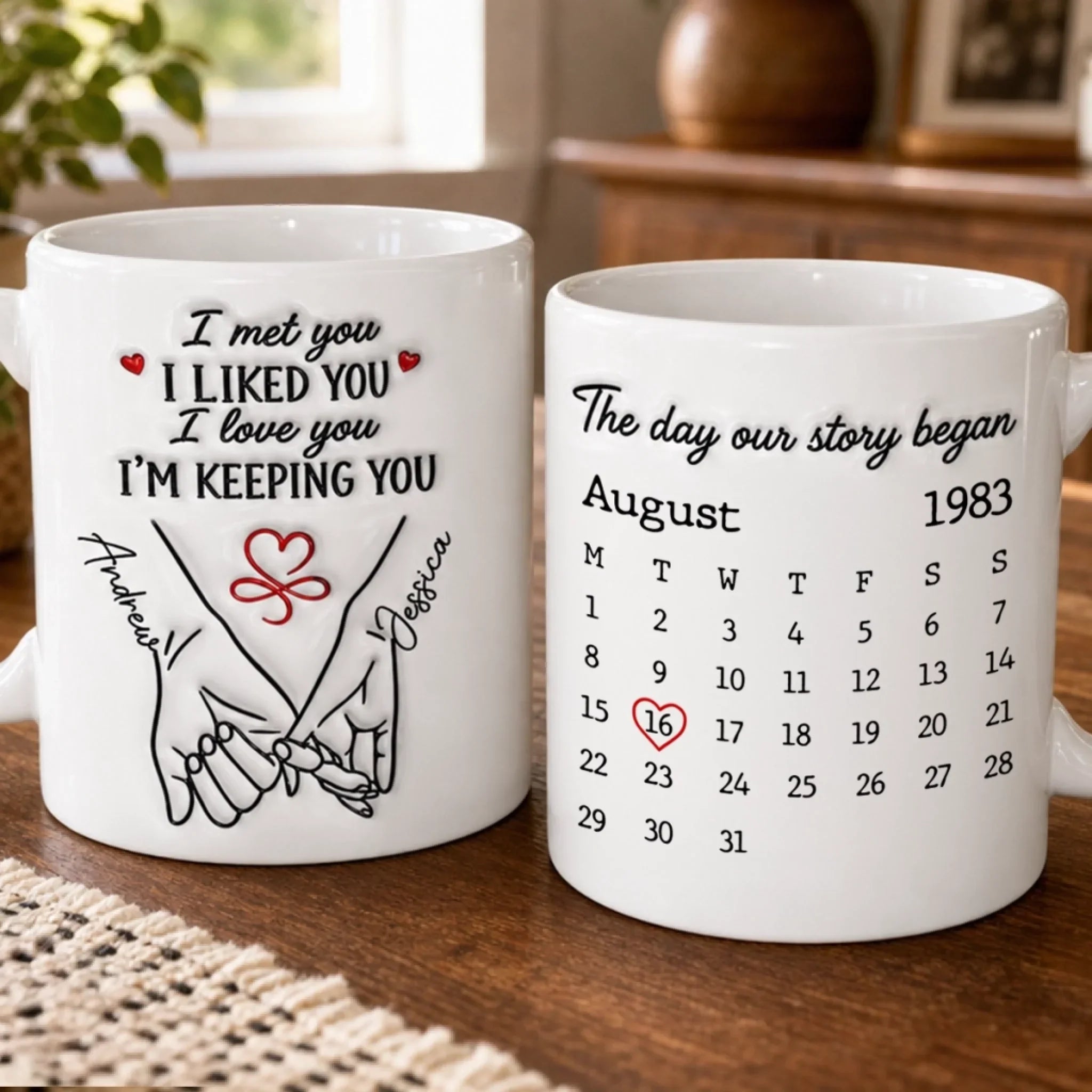 Custom Mug - Personalized Anniversary Wedding Gifts For Husband And Wife, Him And Her - The Day Our Story Began